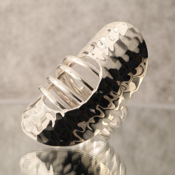 Eternal Flow - Hammered Statement Ring 14 grams of 925 Sterling Silver