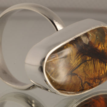 Sunset Glow - Chiapas Assorted Amber Natural Stone 925 Silver Adjustable Ring
