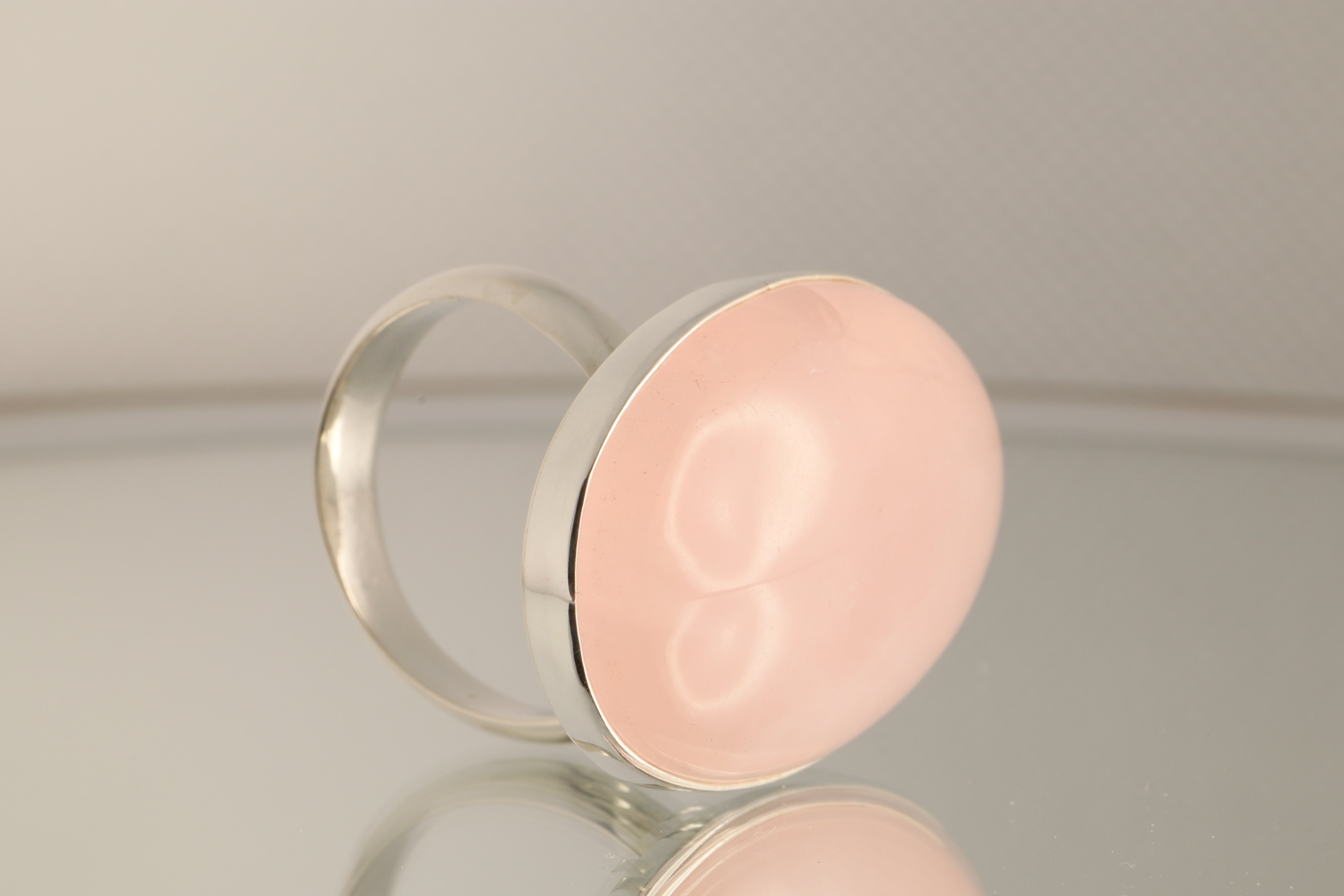 Heart's Whisper - Rose Quartz 925 Silver Adjustable Ring