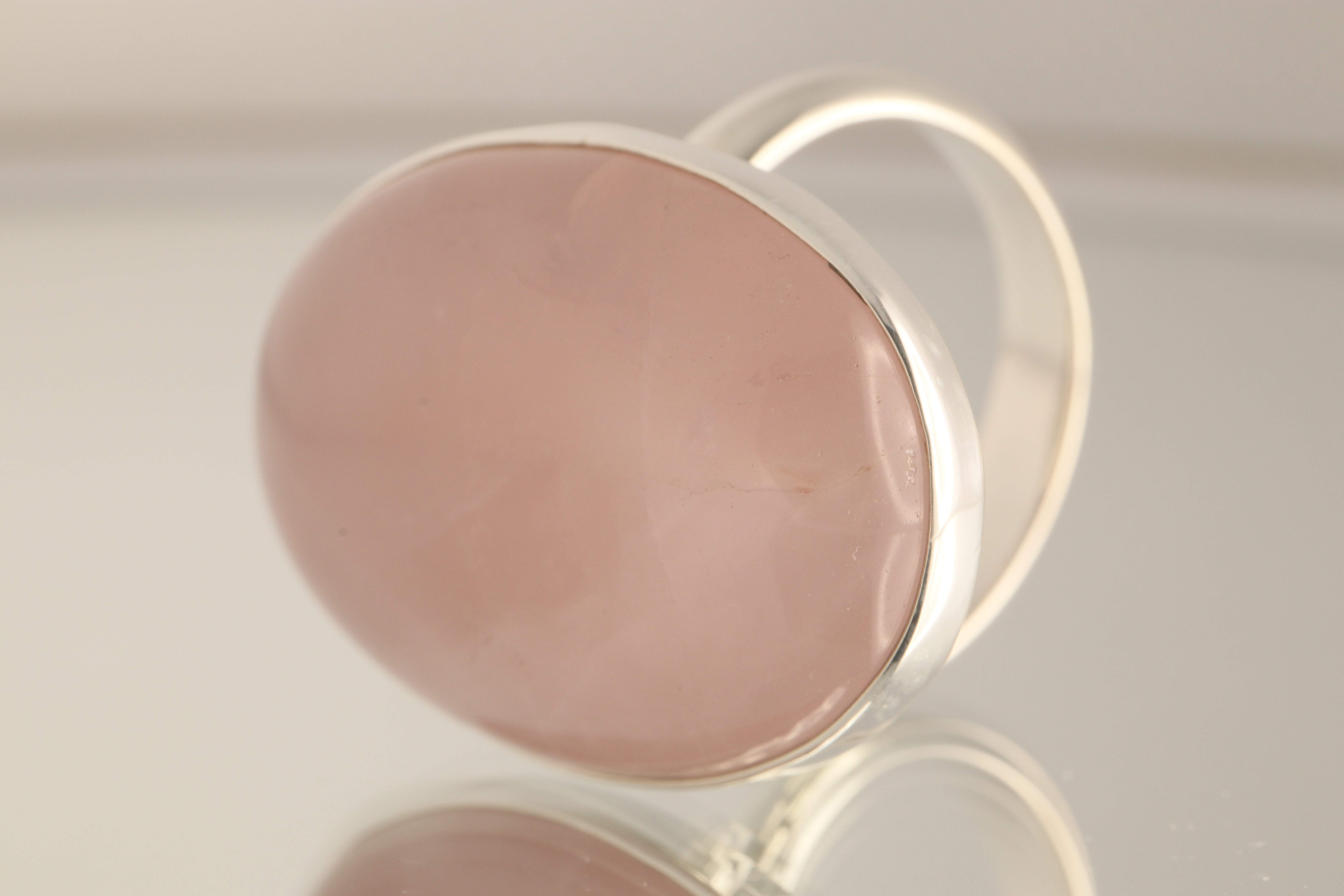 Heart's Whisper - Rose Quartz 925 Silver Adjustable Ring
