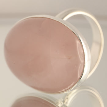 Heart's Whisper - Rose Quartz 925 Silver Adjustable Ring
