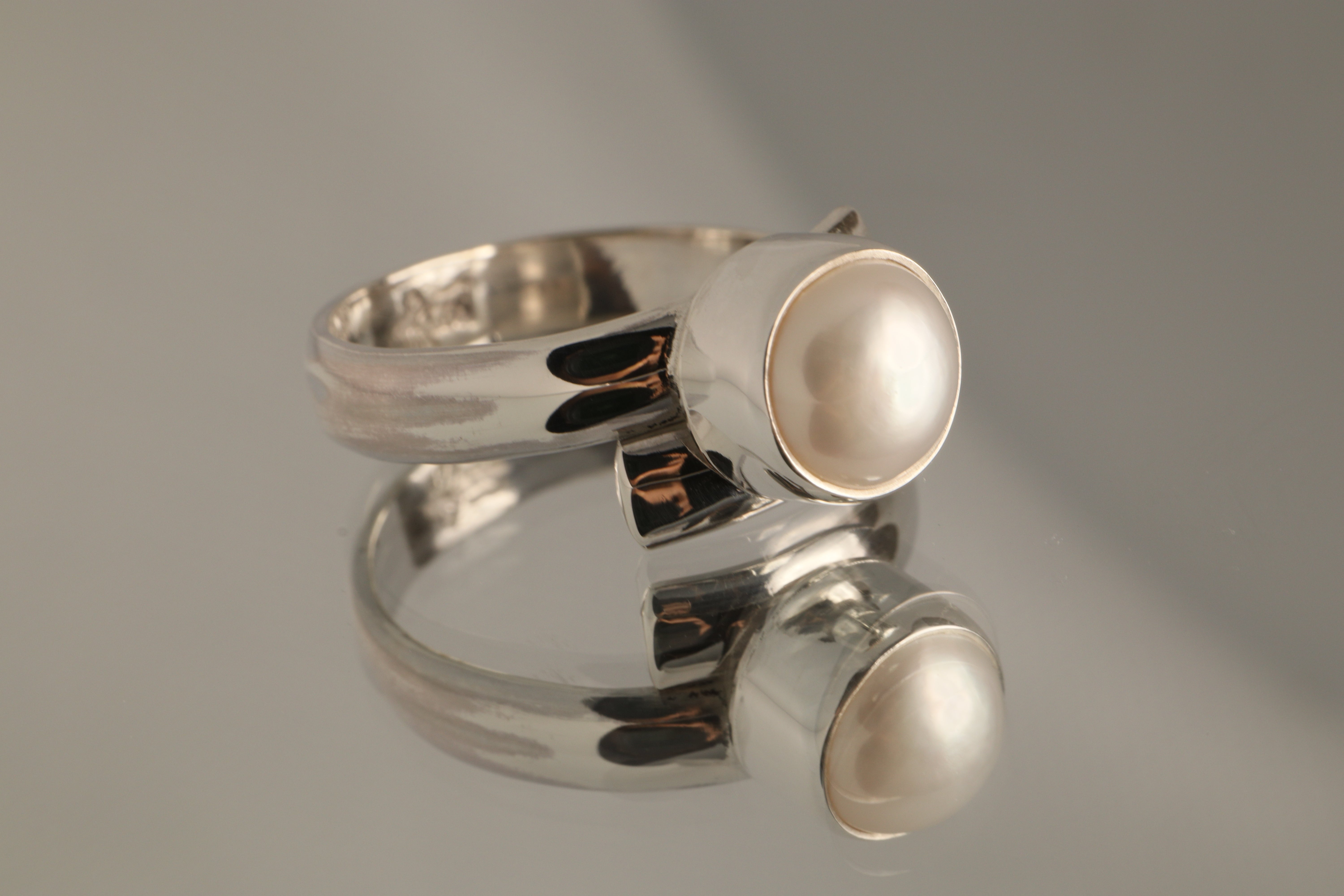 Moonlit Grace – Adjustable Pearl Ring in 925 Sterling Silver