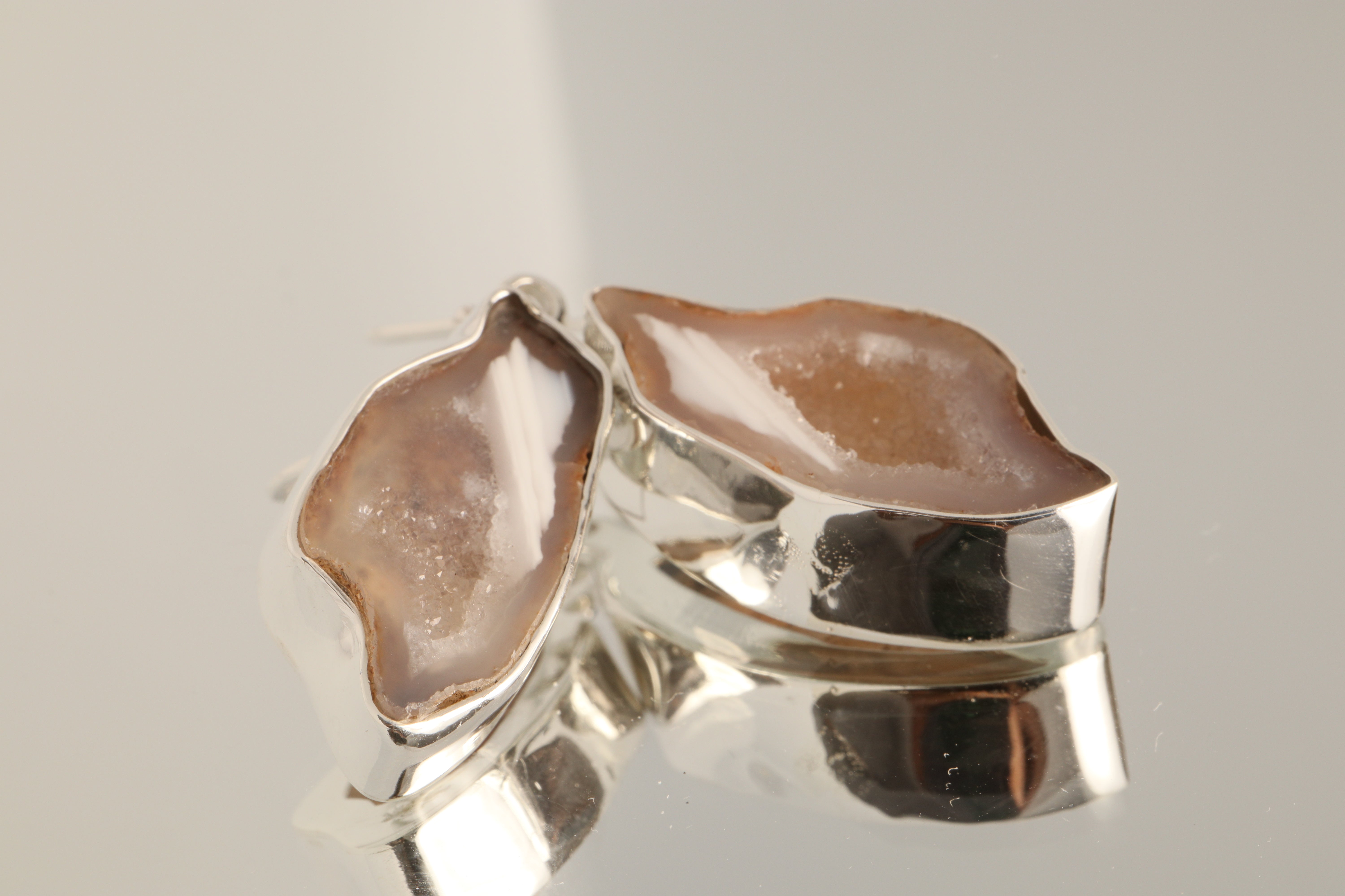 Earth’s Secret - Geode 925 Silver Dangle Earrings