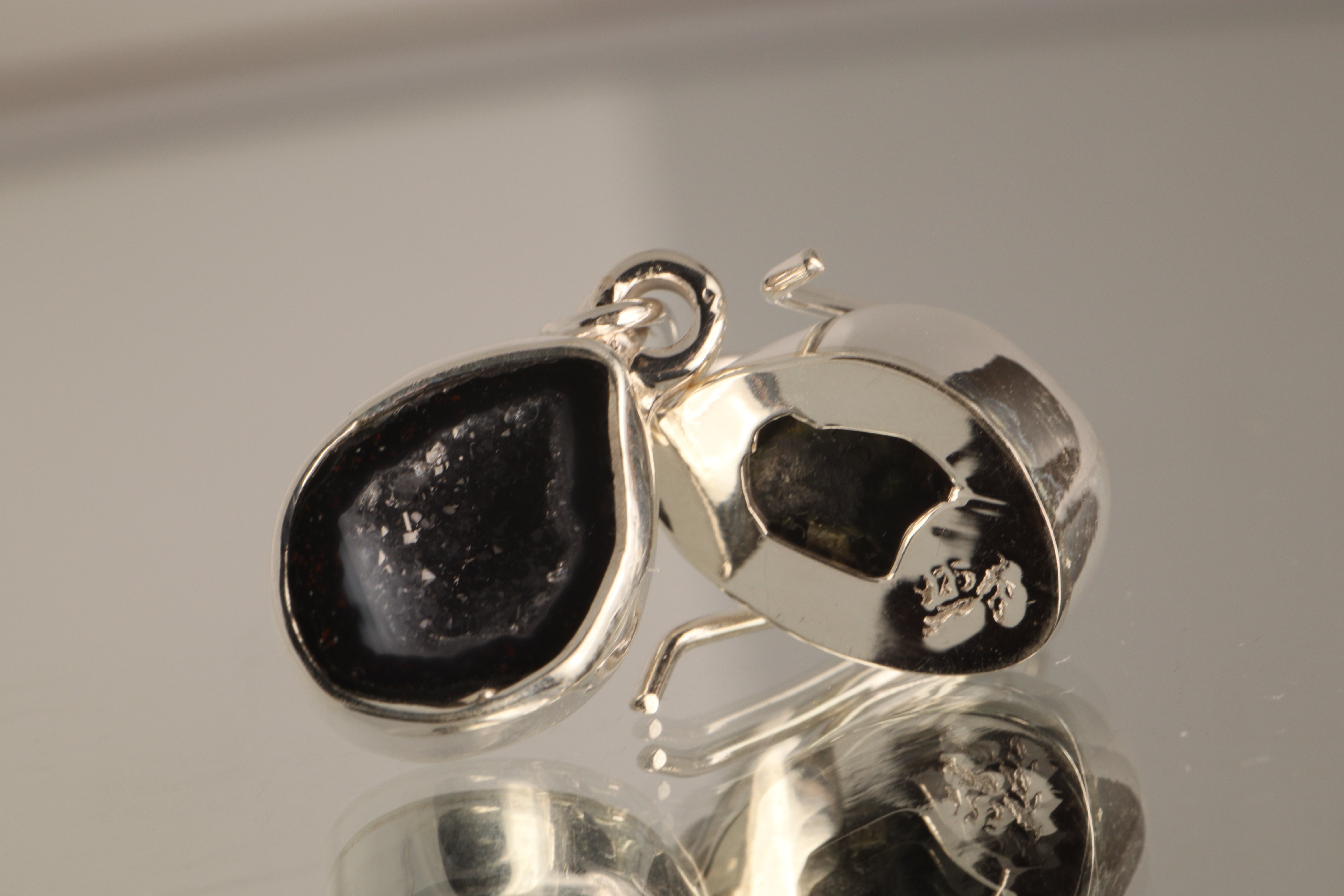 Earth’s Secret - Geode 925 Silver Dangle Earrings