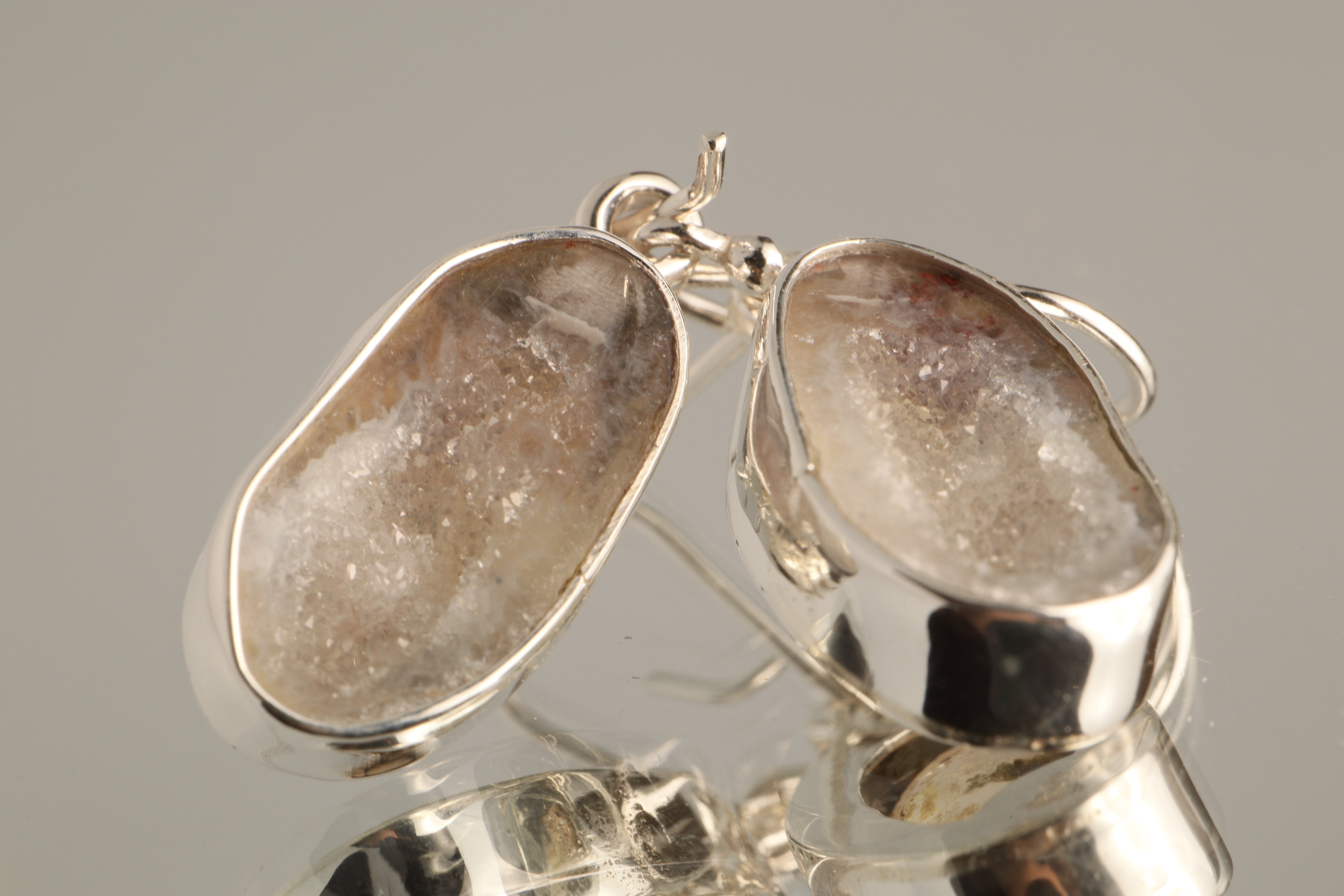 Earth’s Secret - Geode 925 Silver Dangle Earrings