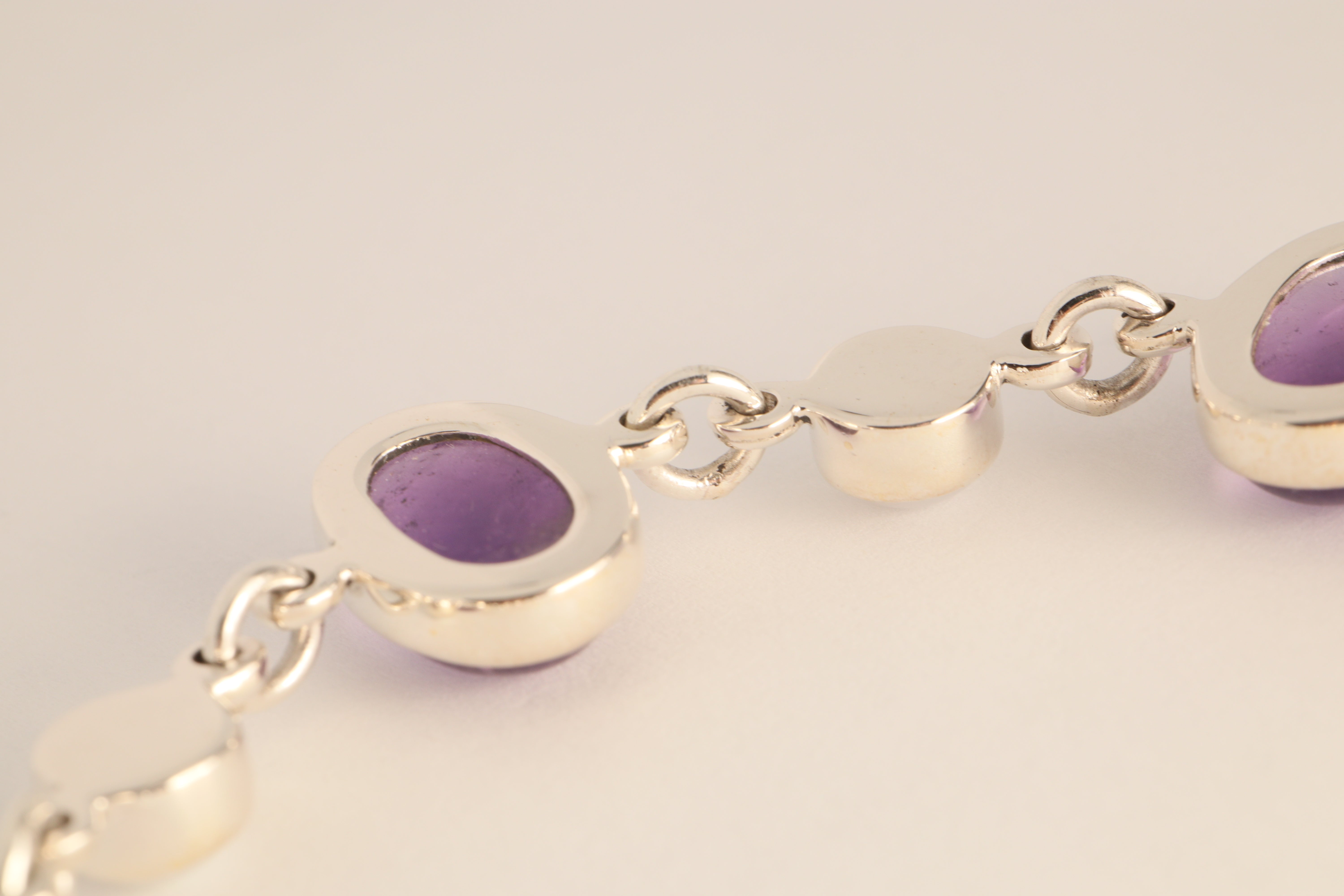 Celestial Harmony - Handcrafted Amethyst and Cultured Pearl 925 Silver Bracelet