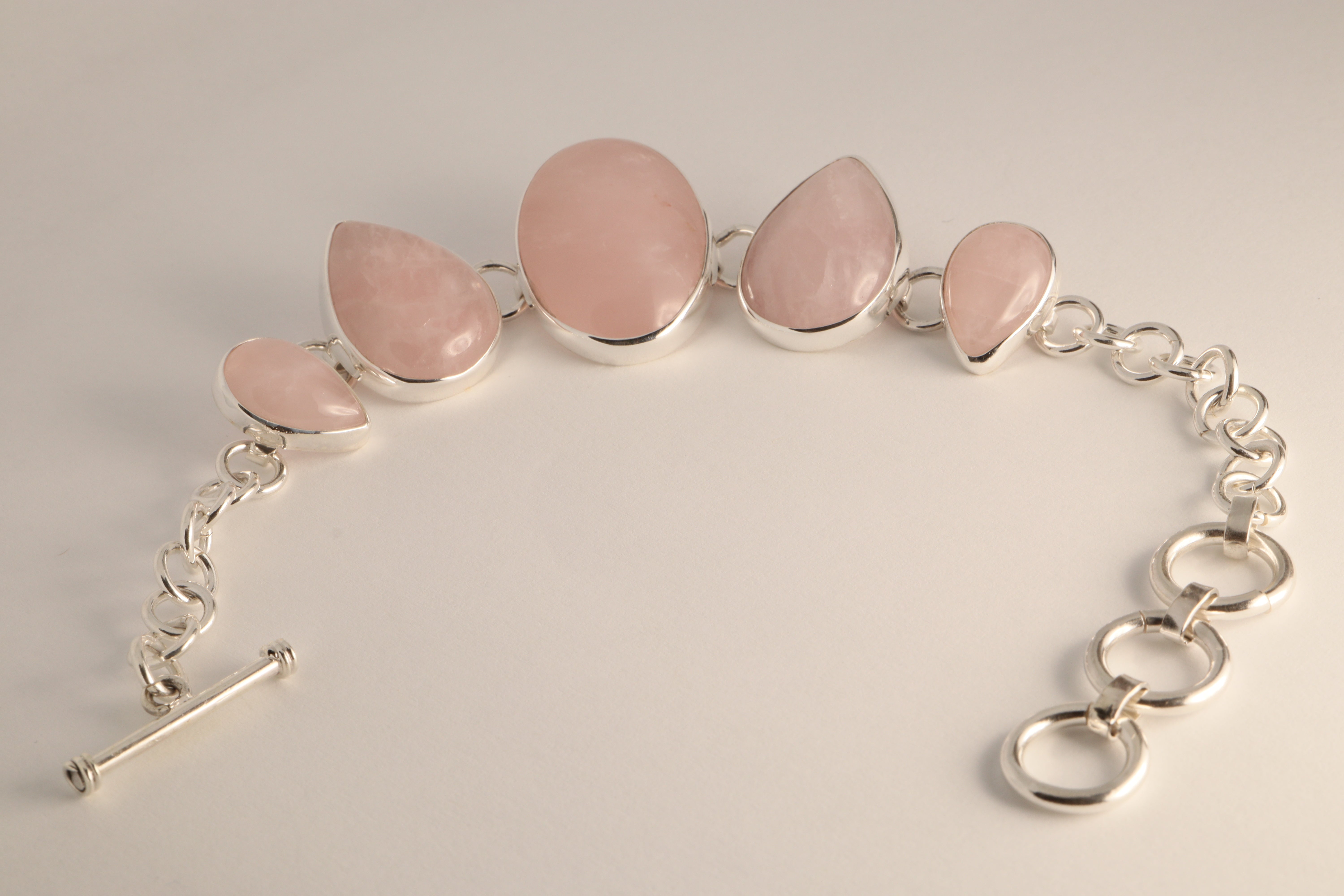 Blushing Grace - Rose Quartz 925 Silver Bracelet