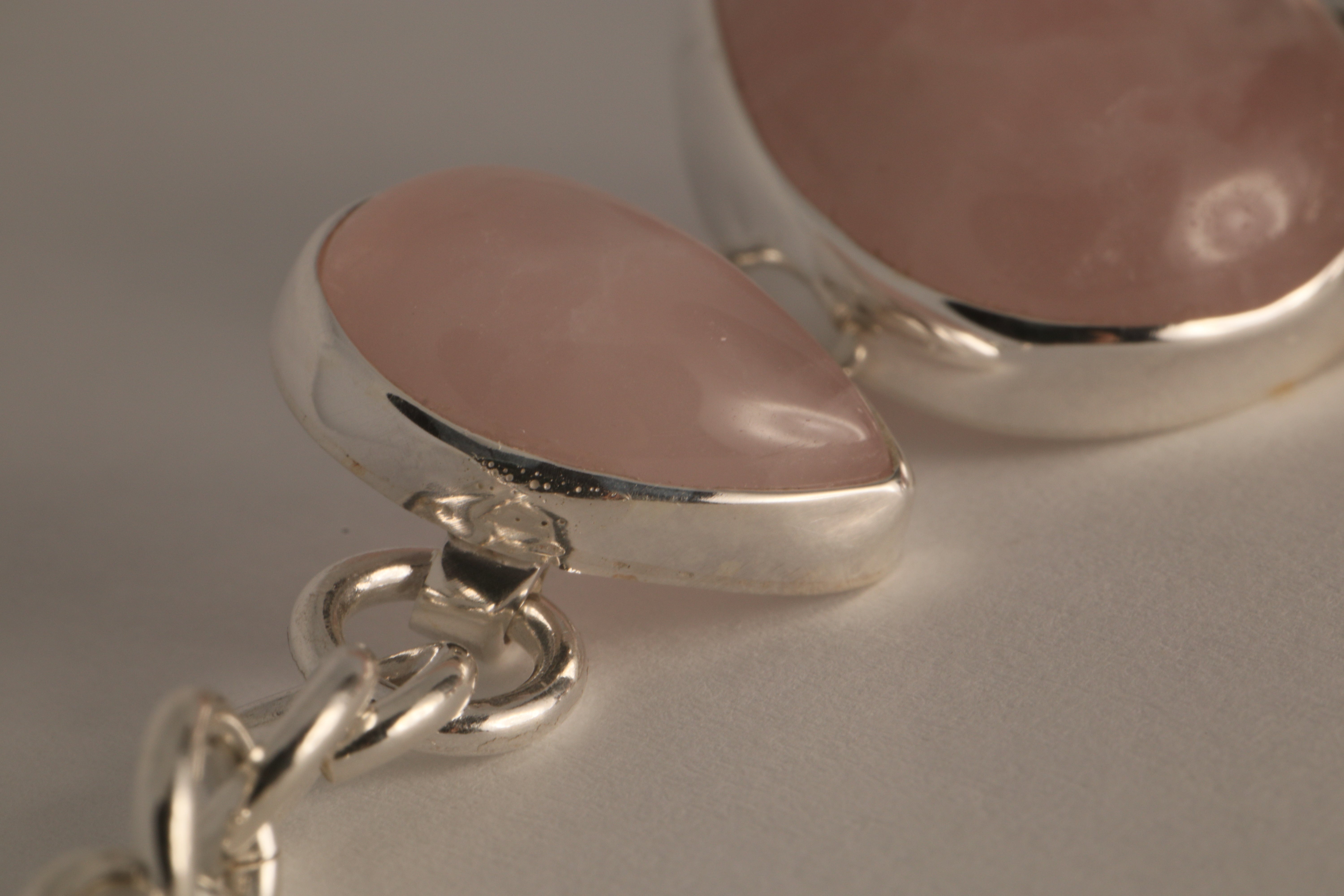 Blushing Grace - Rose Quartz 925 Silver Bracelet