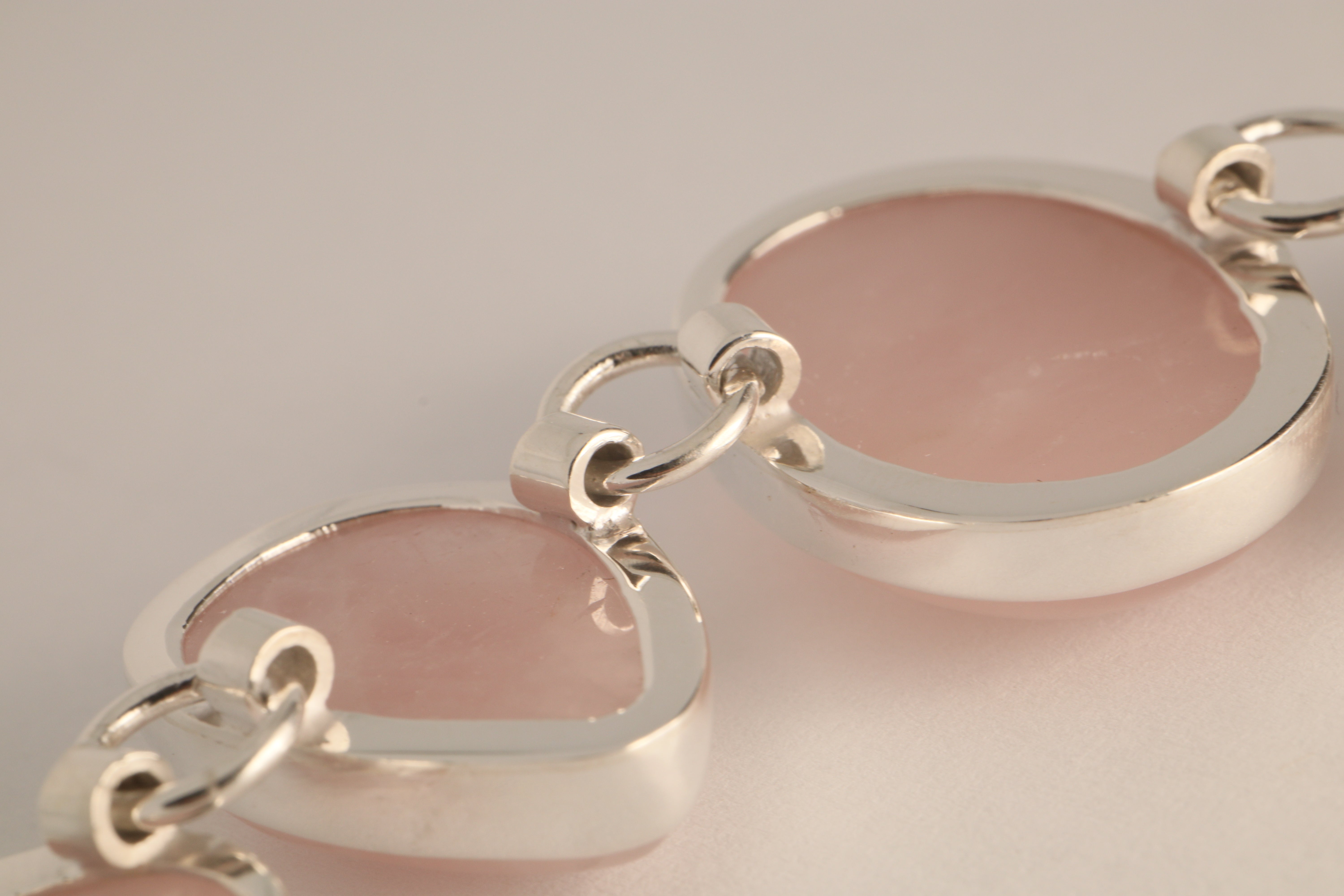 Blushing Grace - Rose Quartz 925 Silver Bracelet