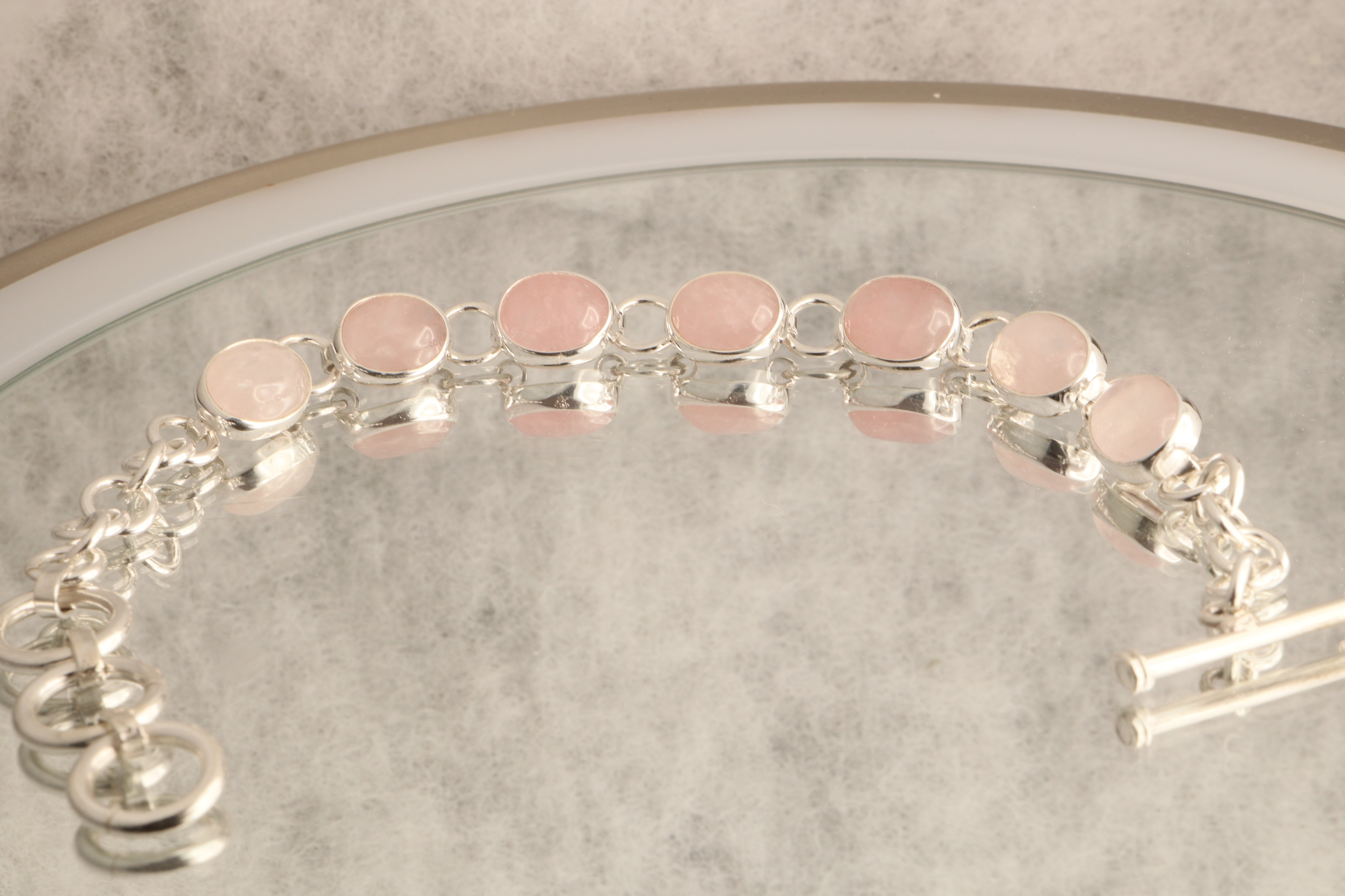 Heart’s Embrace - Rose Quartz 925 Silver Bracelet