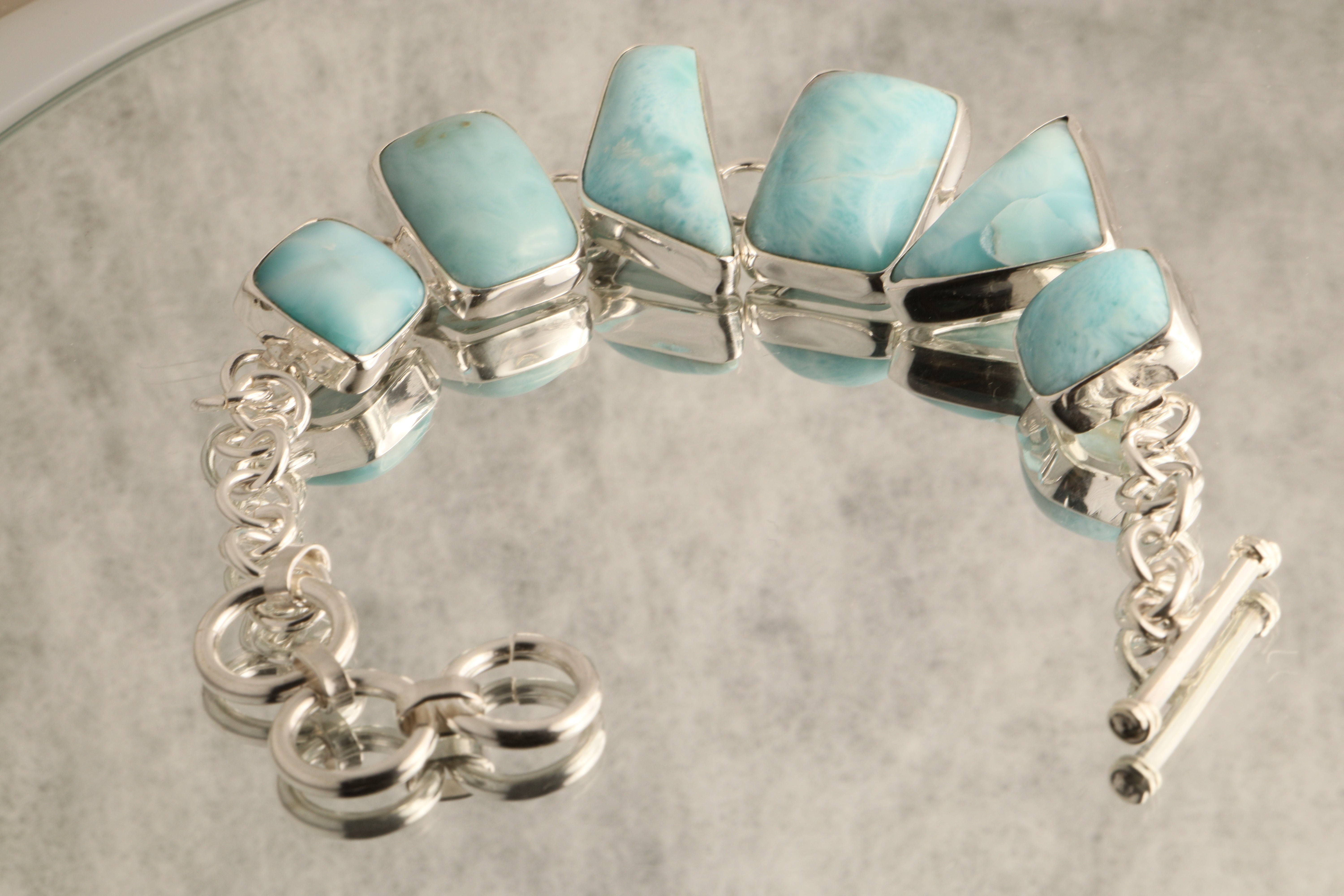 Ocean's Serenity - Larimar 925 Silver Bracelet