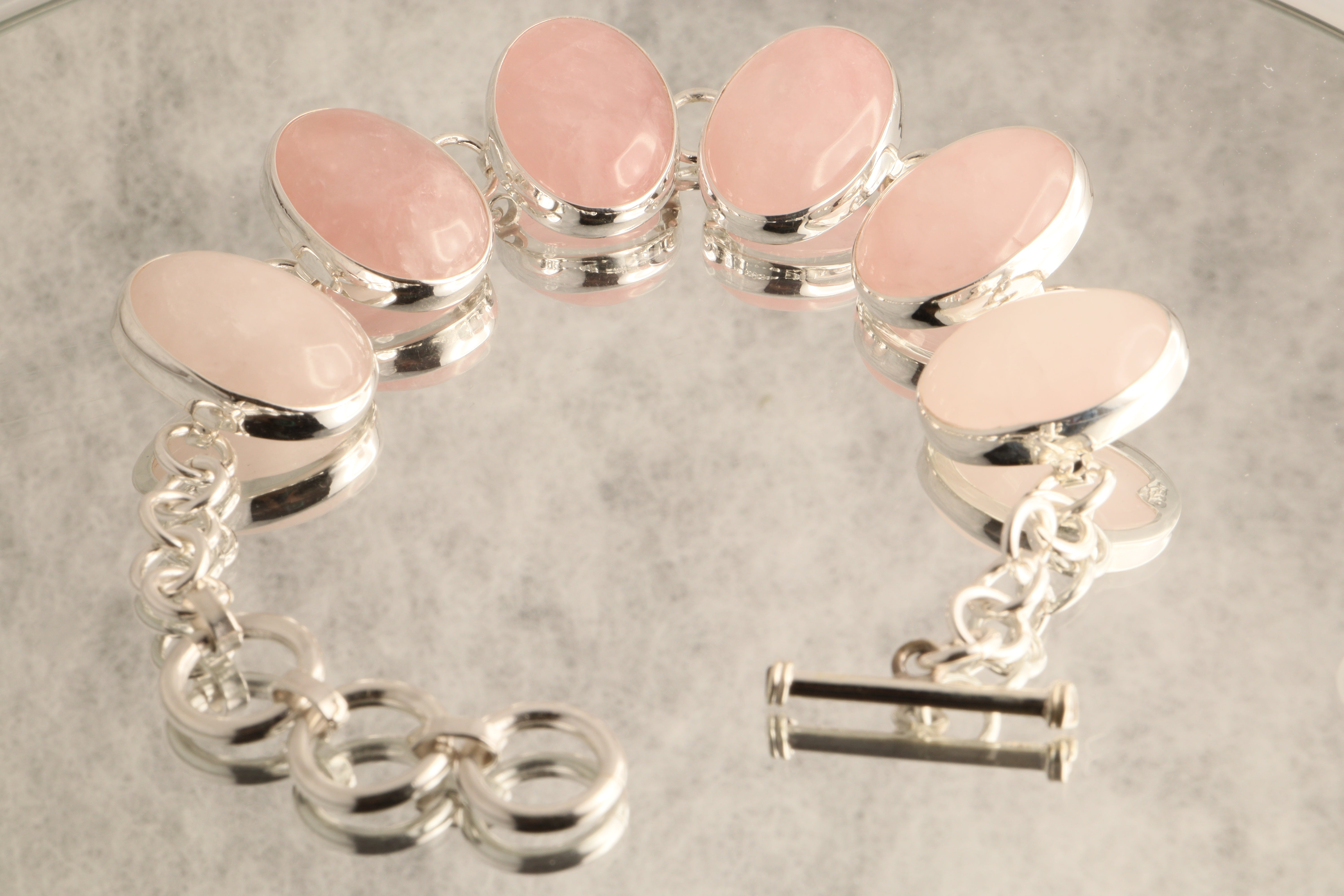 Harmony’s Touch - Rose Quartz 925 Silver Bracelet