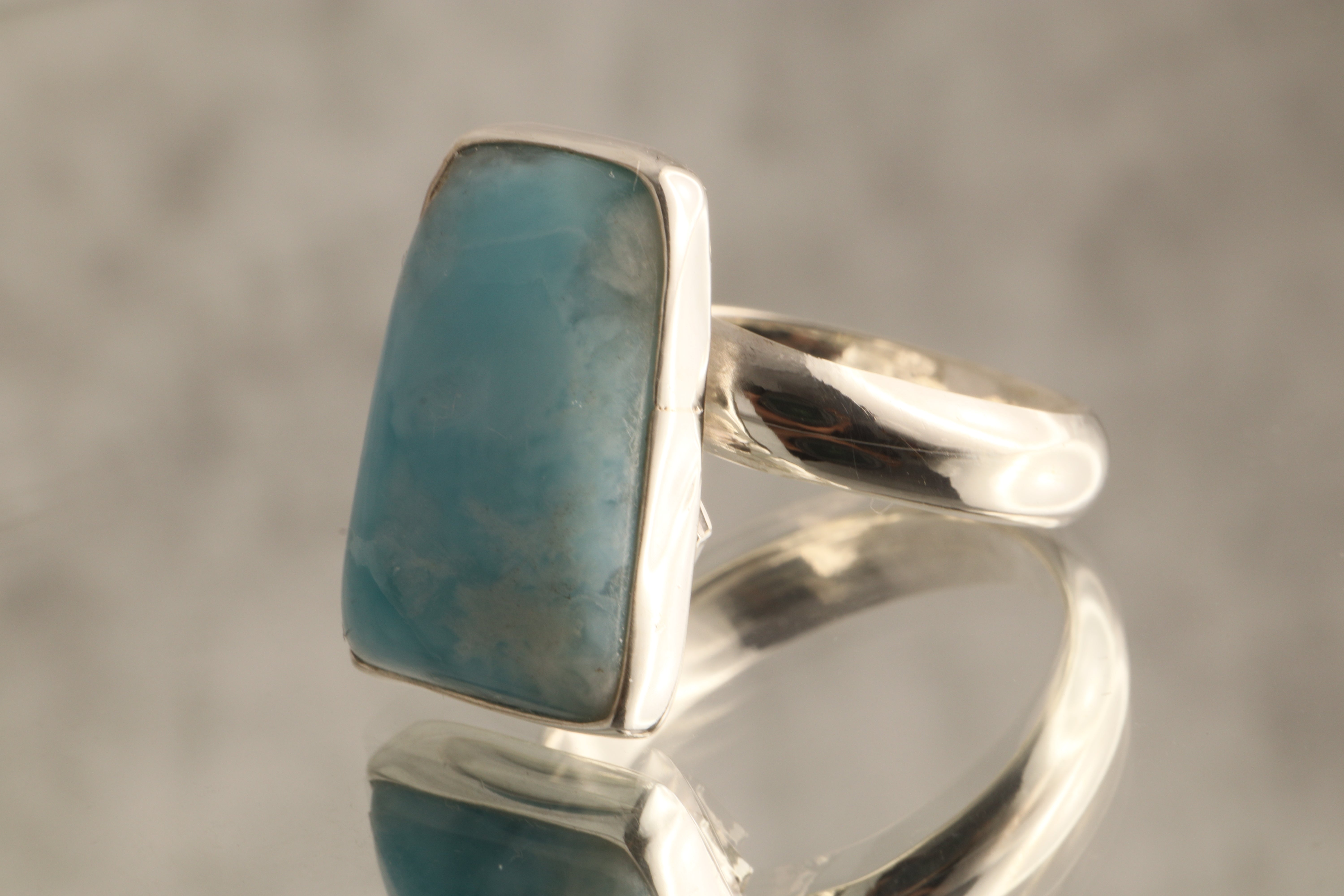 Ocean's Heart - Larimar 925 Silver Adjustable Ring