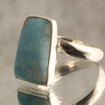 Ocean's Heart - Larimar 925 Silver Adjustable Ring