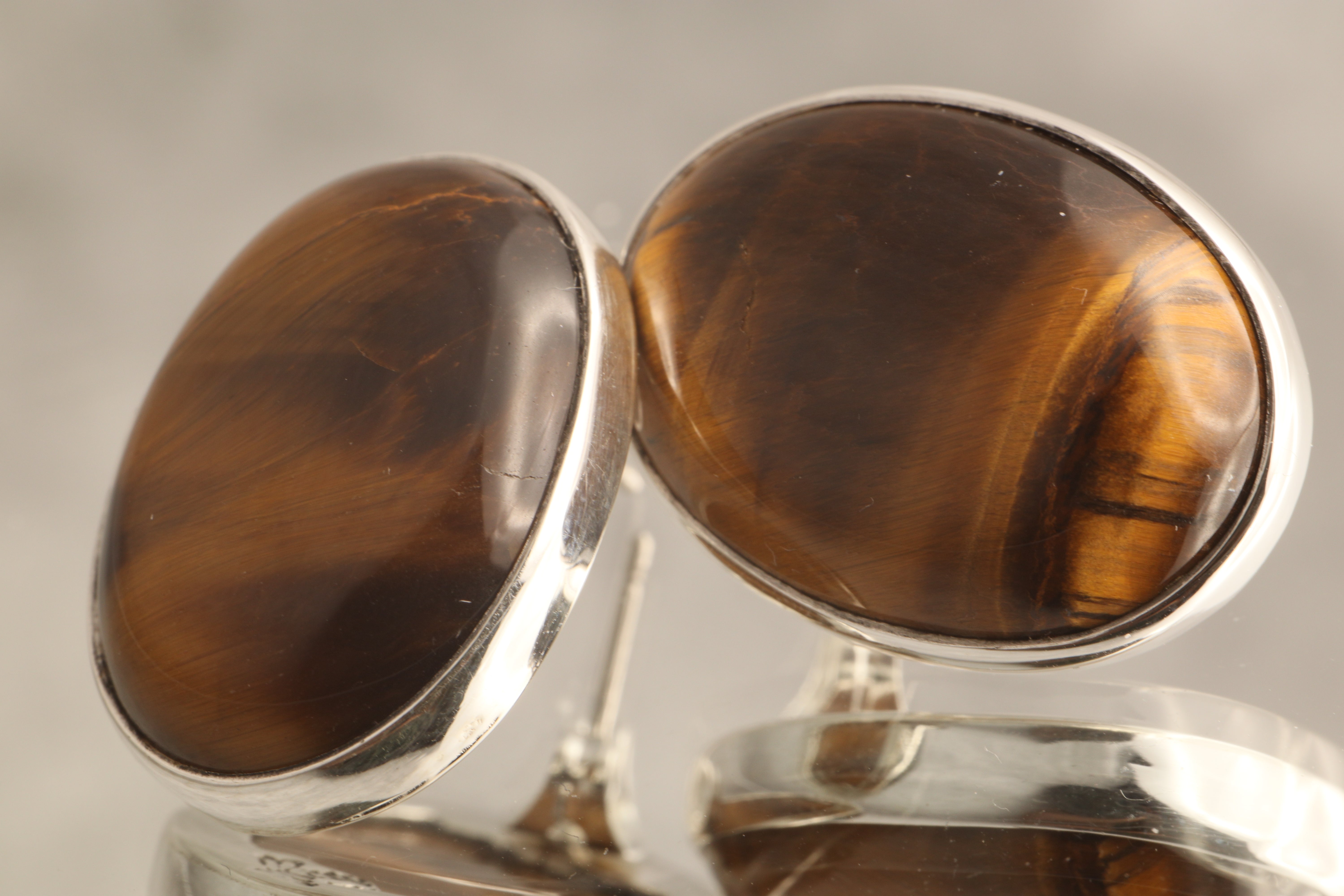 Guardian’s Gaze - Tiger's Eye 925 Silver Stud Earrings