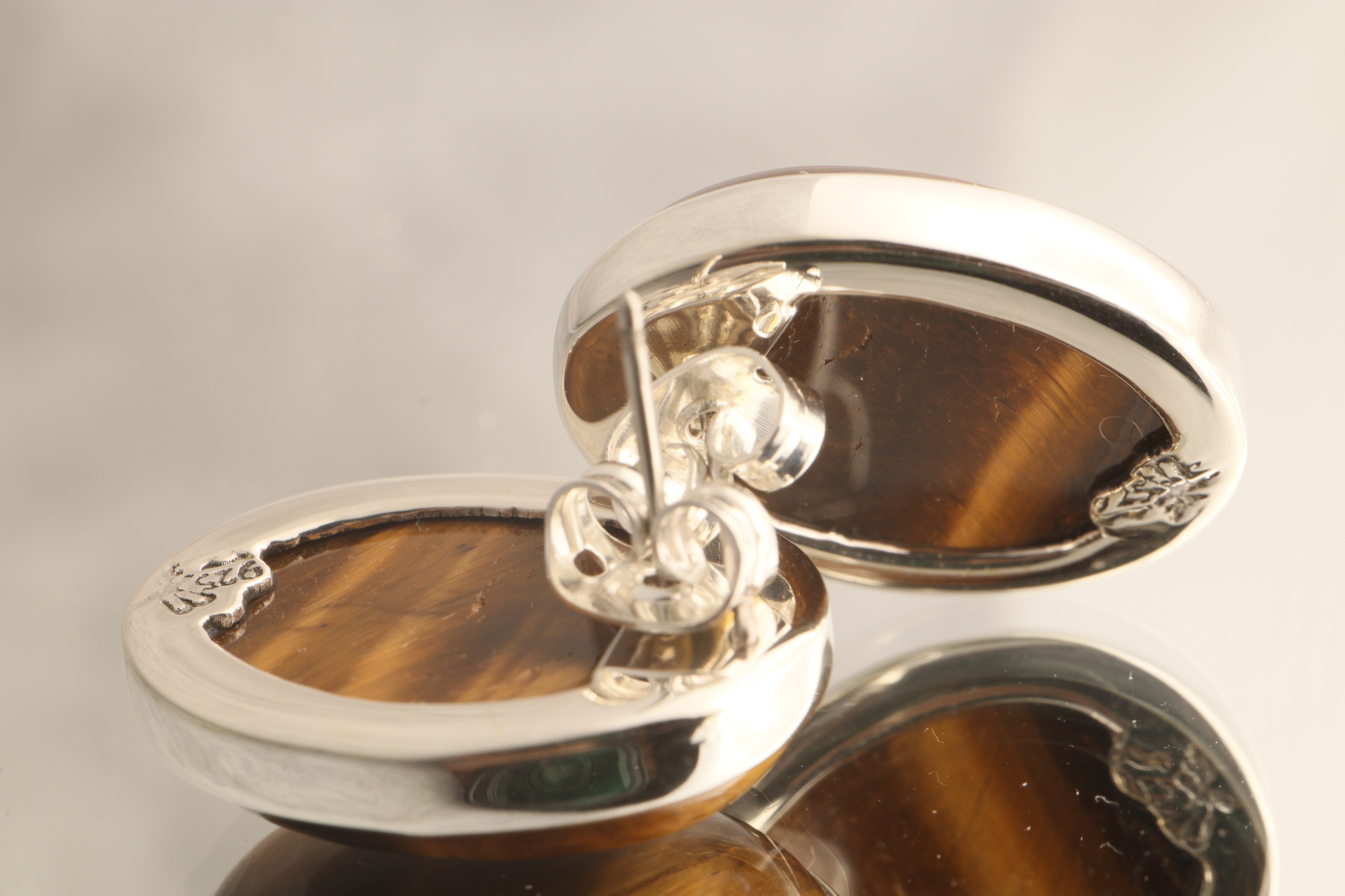 Guardian’s Gaze - Tiger's Eye 925 Silver Stud Earrings