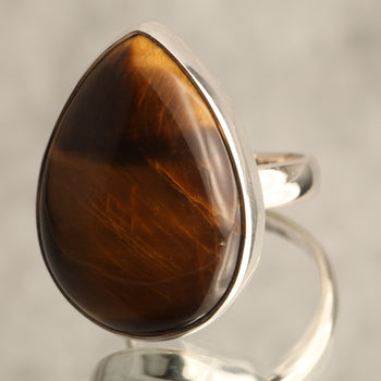 Lion’s Heart - Tiger's Eye 925 Silver Adjustable Ring