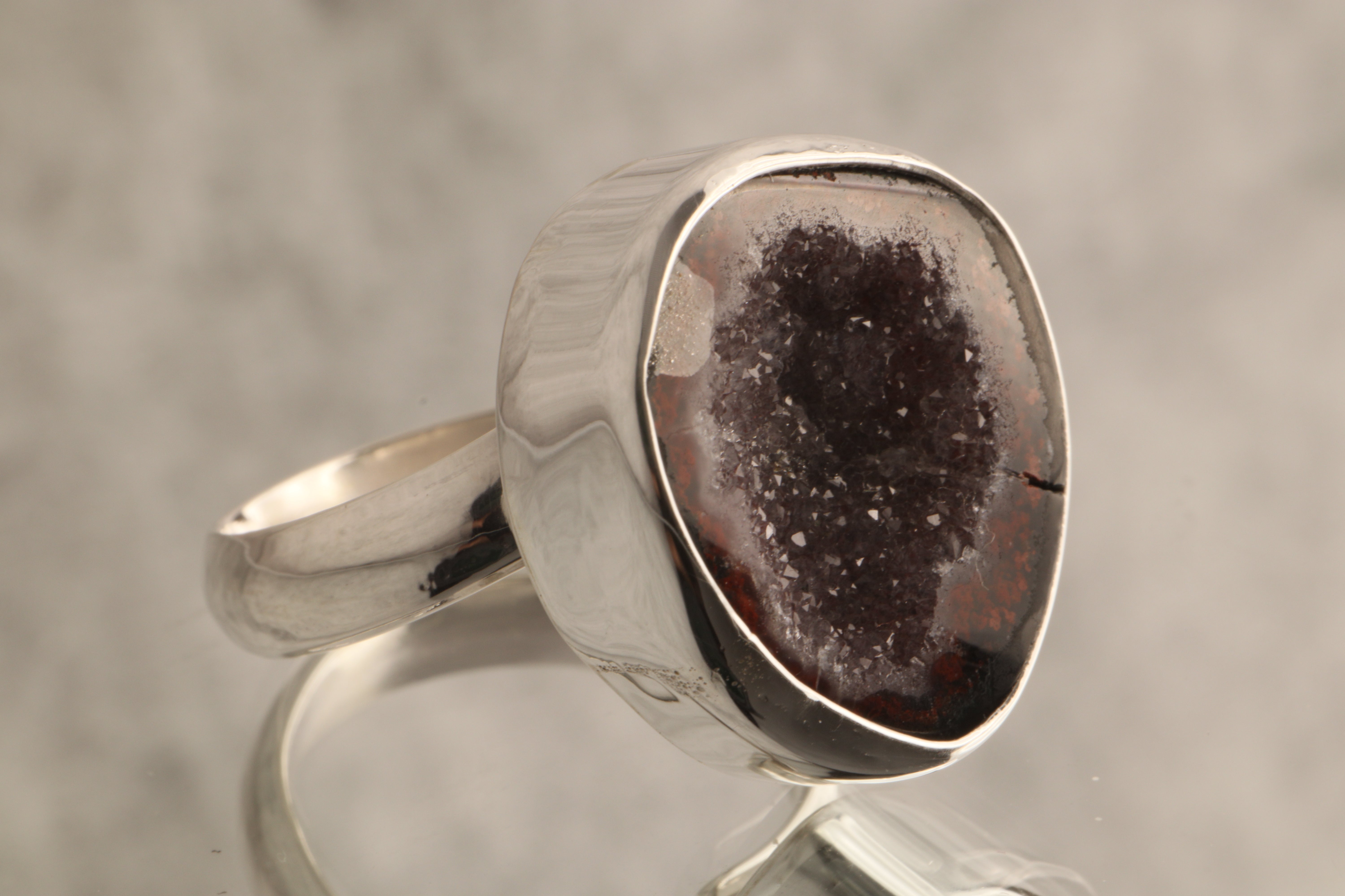 Earth's Heart - Geode 925 Sterling Silver Adjustable Ring