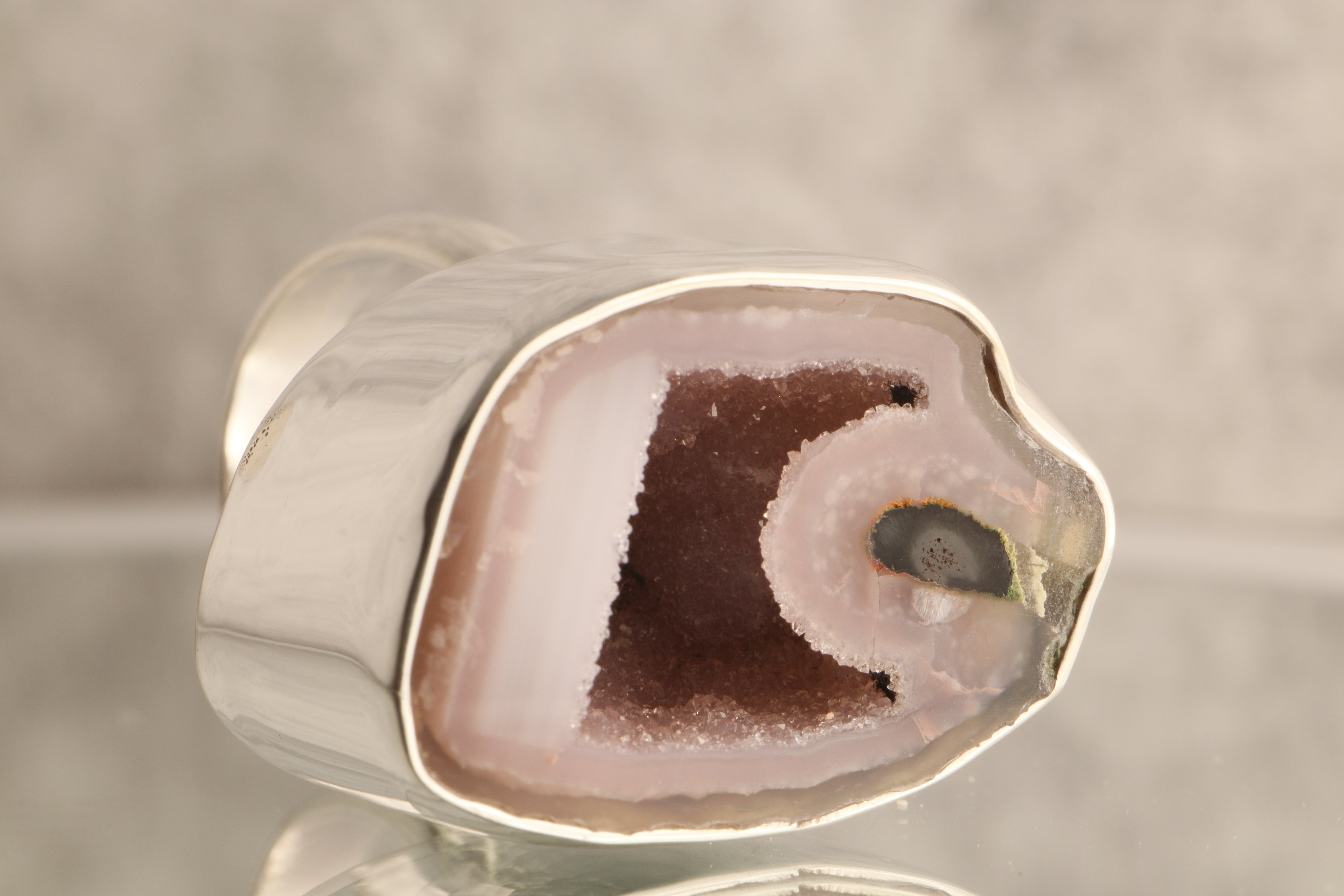 Earth's Heart - Geode 925 Sterling Silver Adjustable Ring