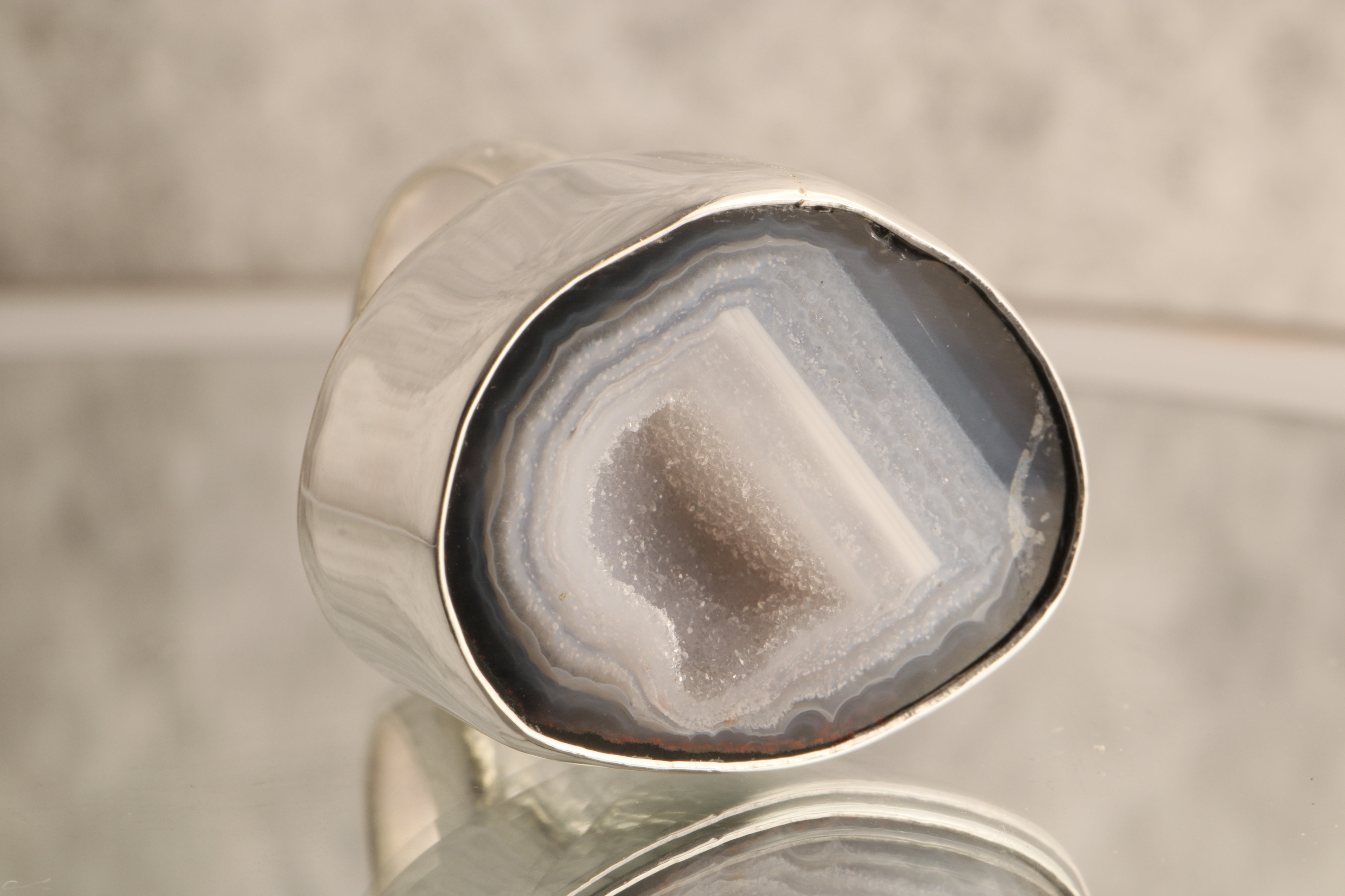 Earth's Heart - Geode 925 Sterling Silver Adjustable Ring