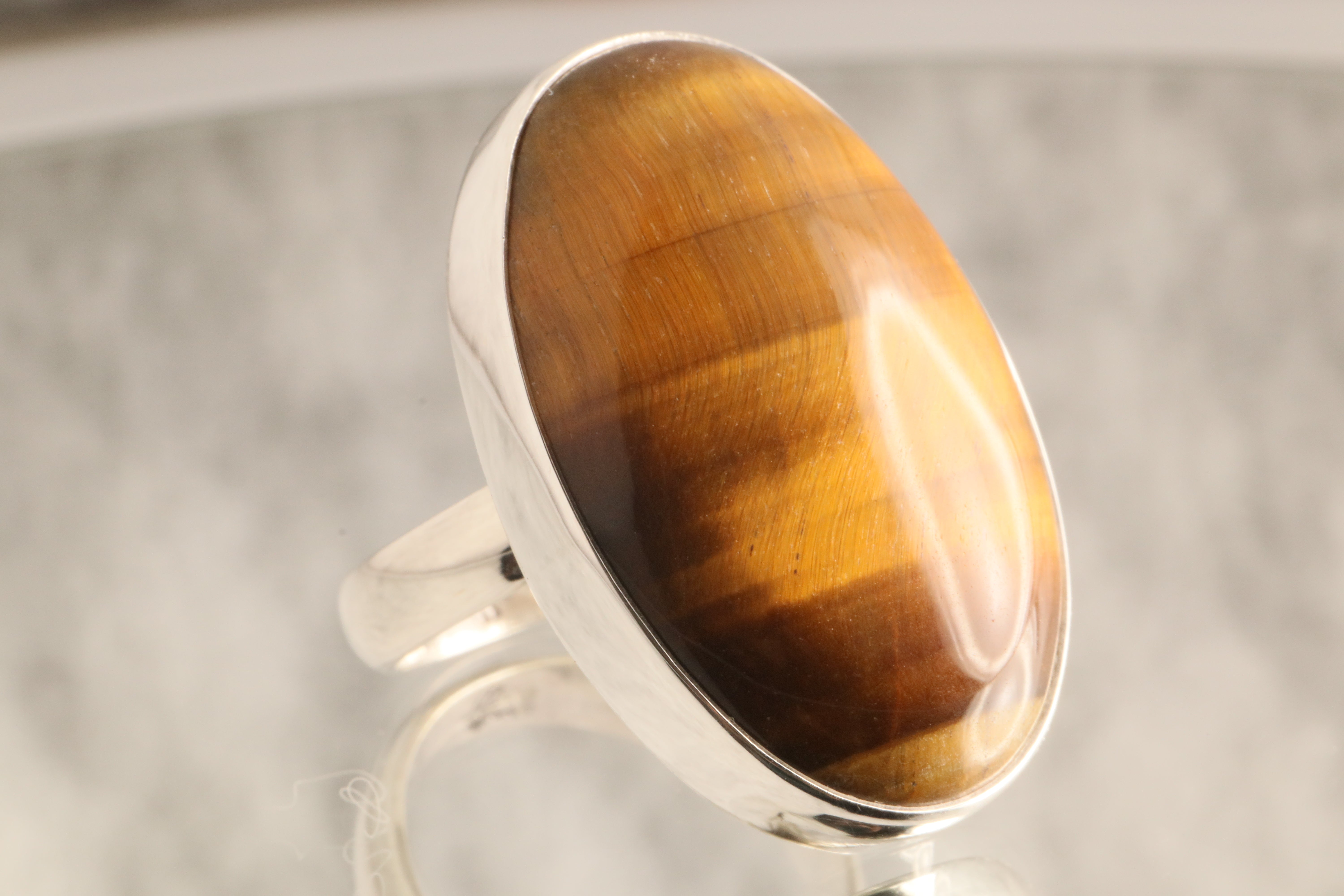 Golden Vigil - Tiger's Eye 925 Silver Adjustable Ring