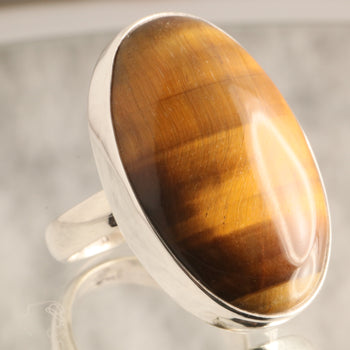 Golden Vigil - Tiger's Eye 925 Silver Adjustable Ring