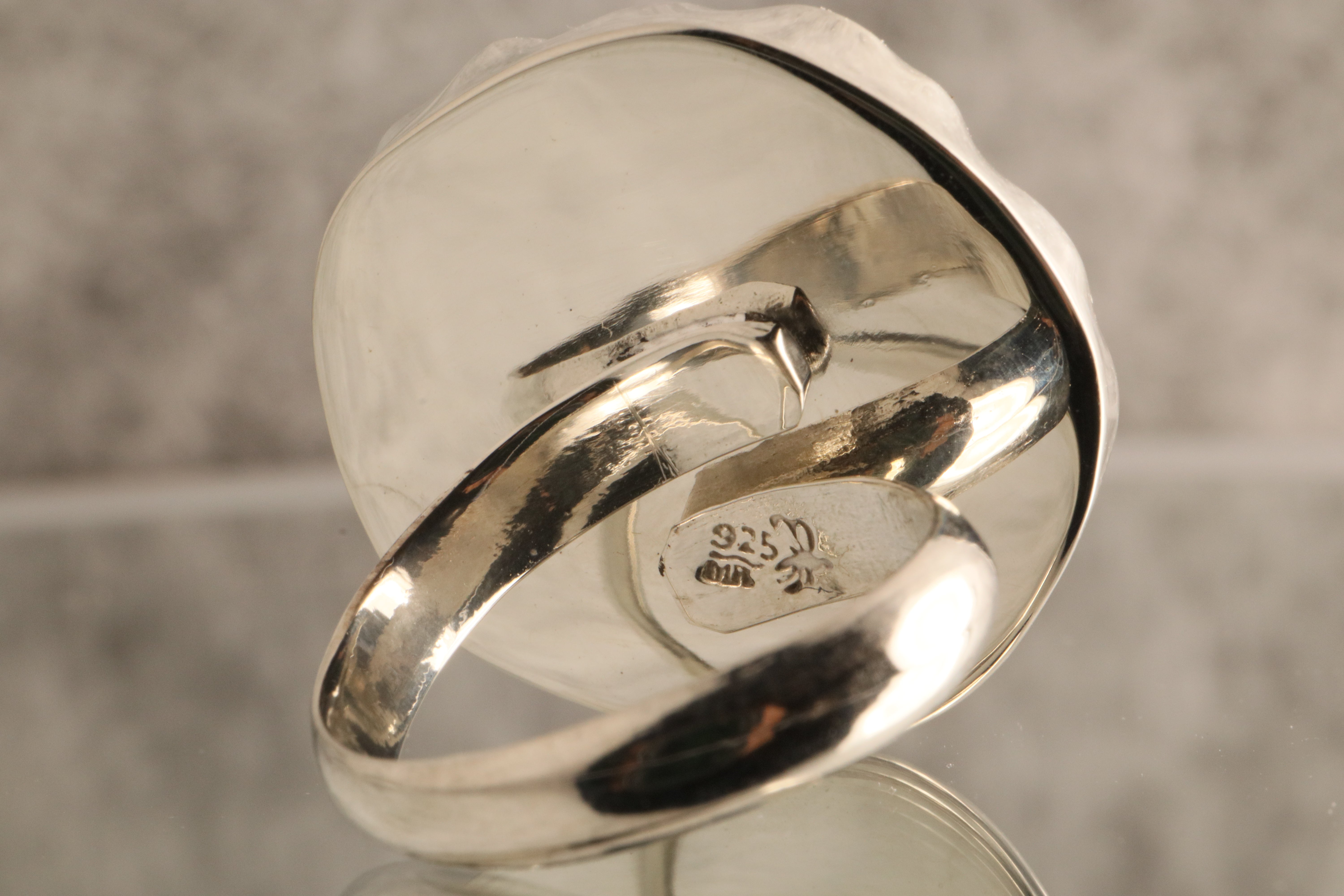 Blossom Heart - Hand Carved Rose Quartz 925 Silver Adjustable Ring