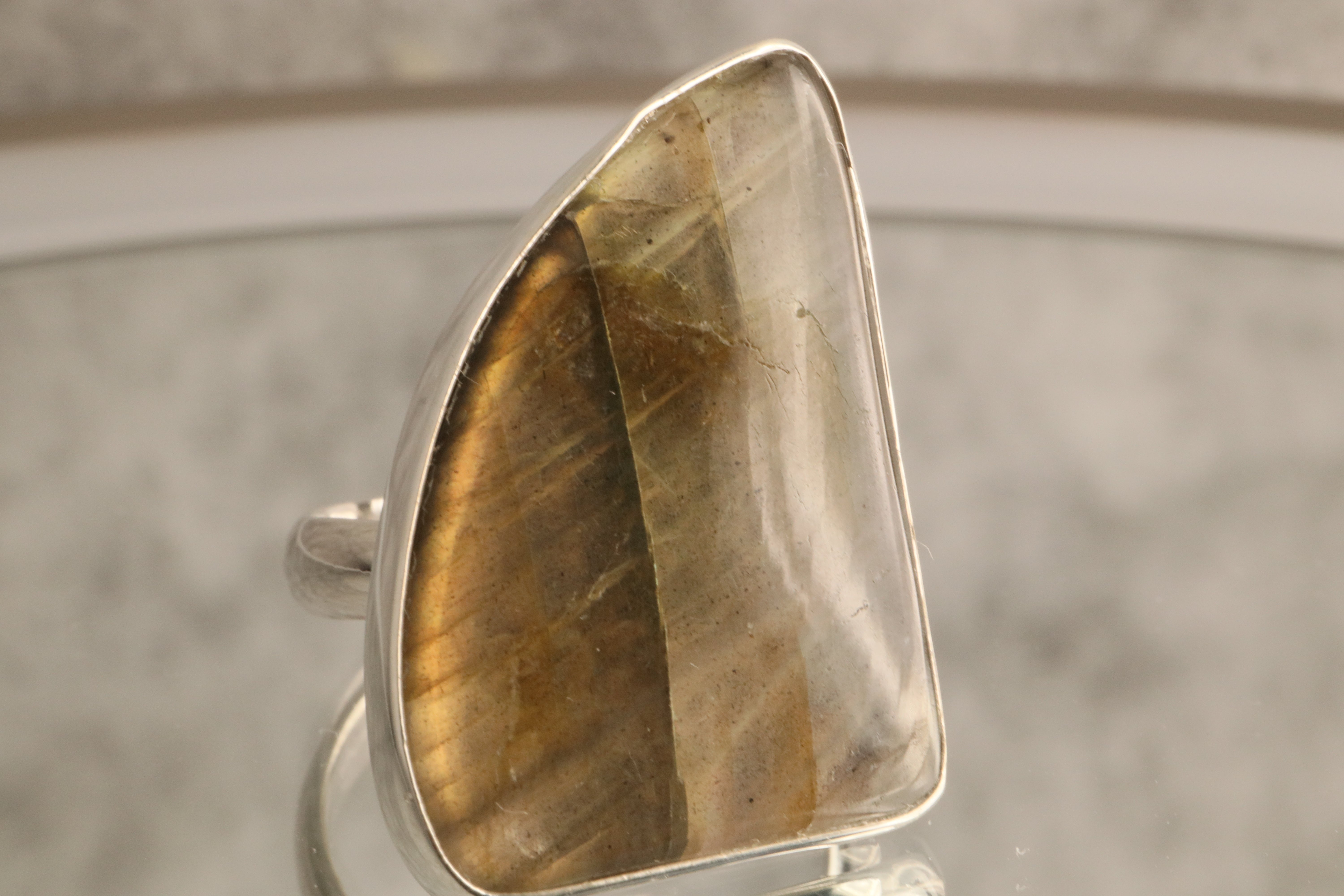 Aurora's Veil - Labradorite 925 Silver Adjustable Ring