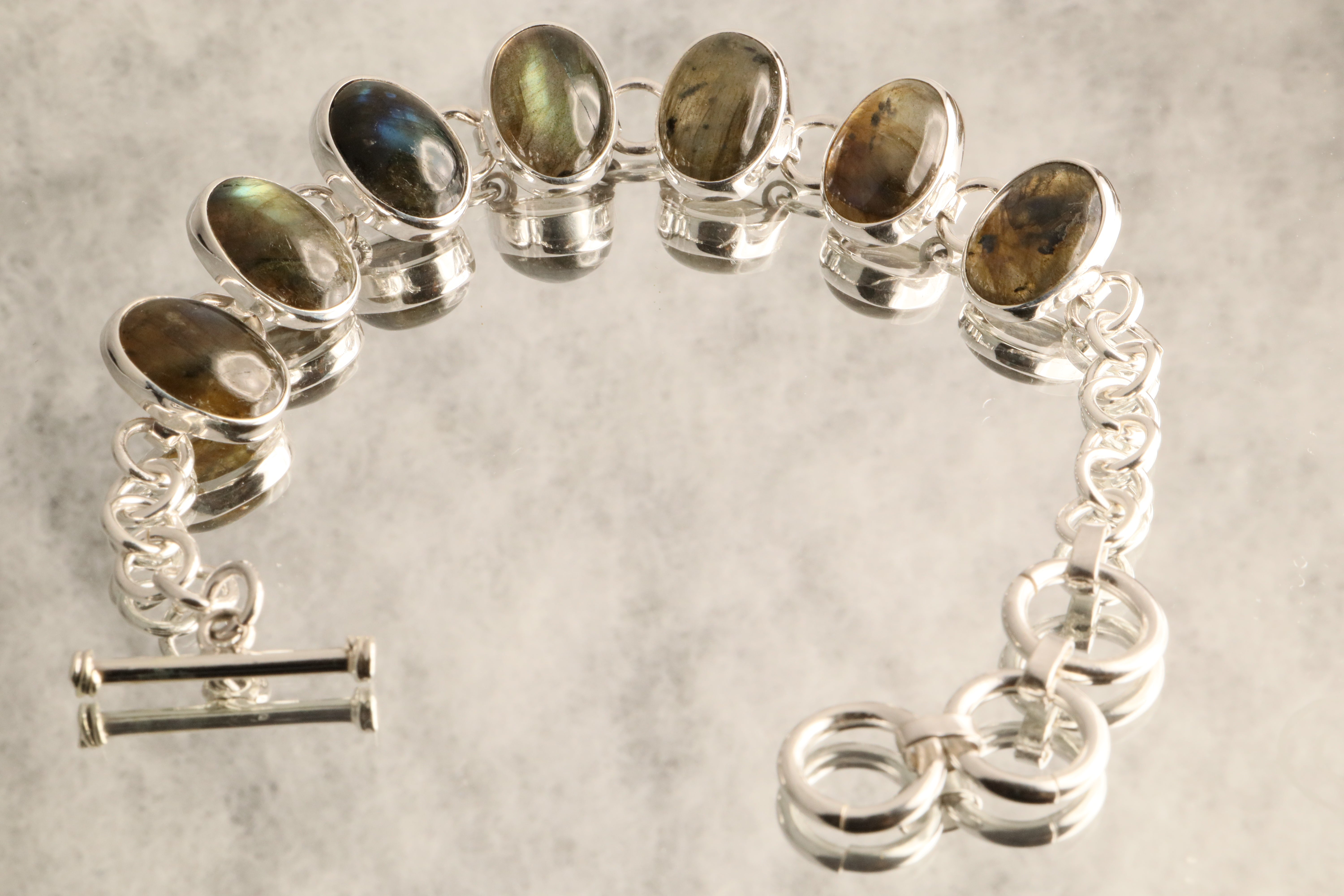 Aurora’s Glimmer - Labradorite 925 Silver Bracelet