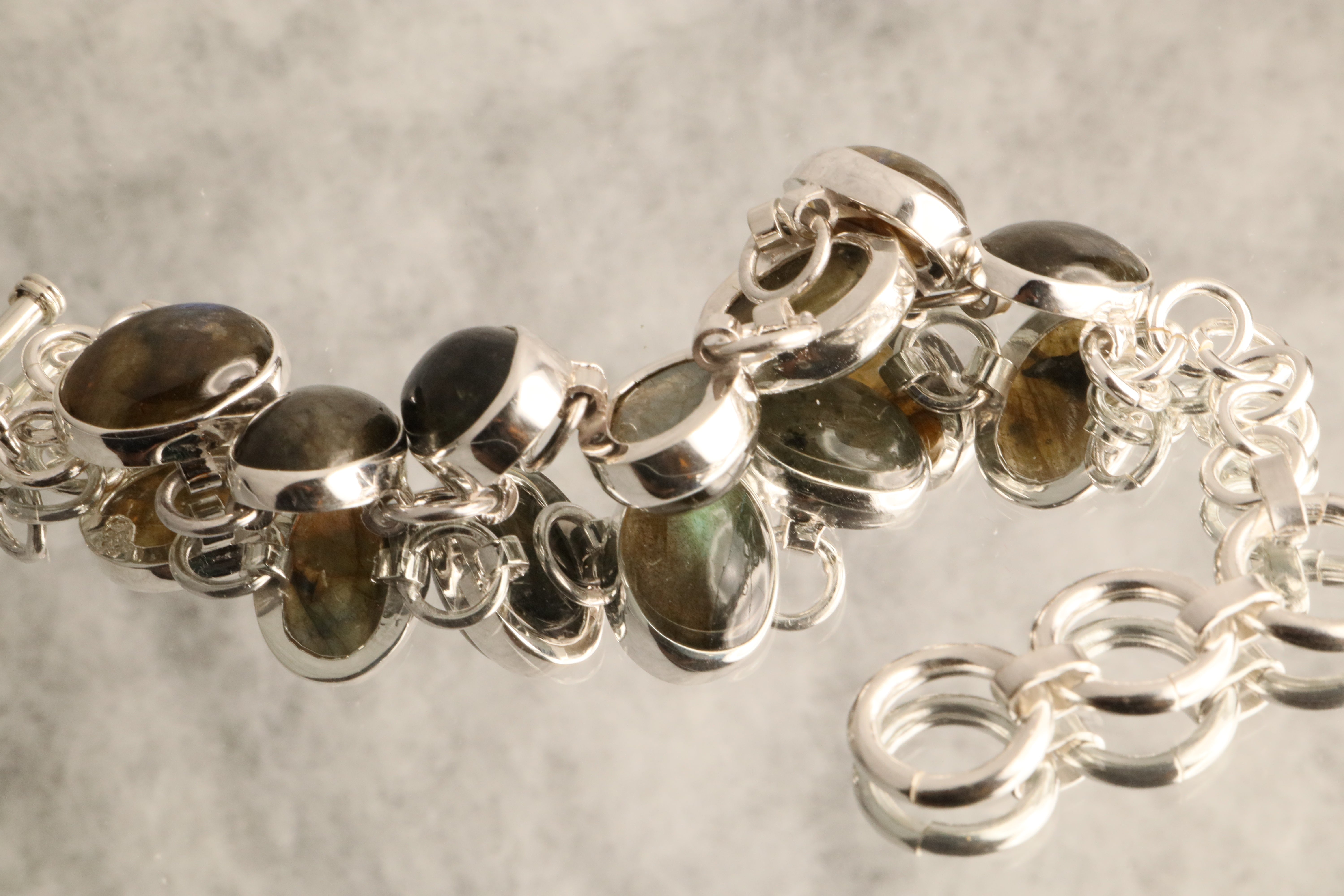 Aurora’s Glimmer - Labradorite 925 Silver Bracelet