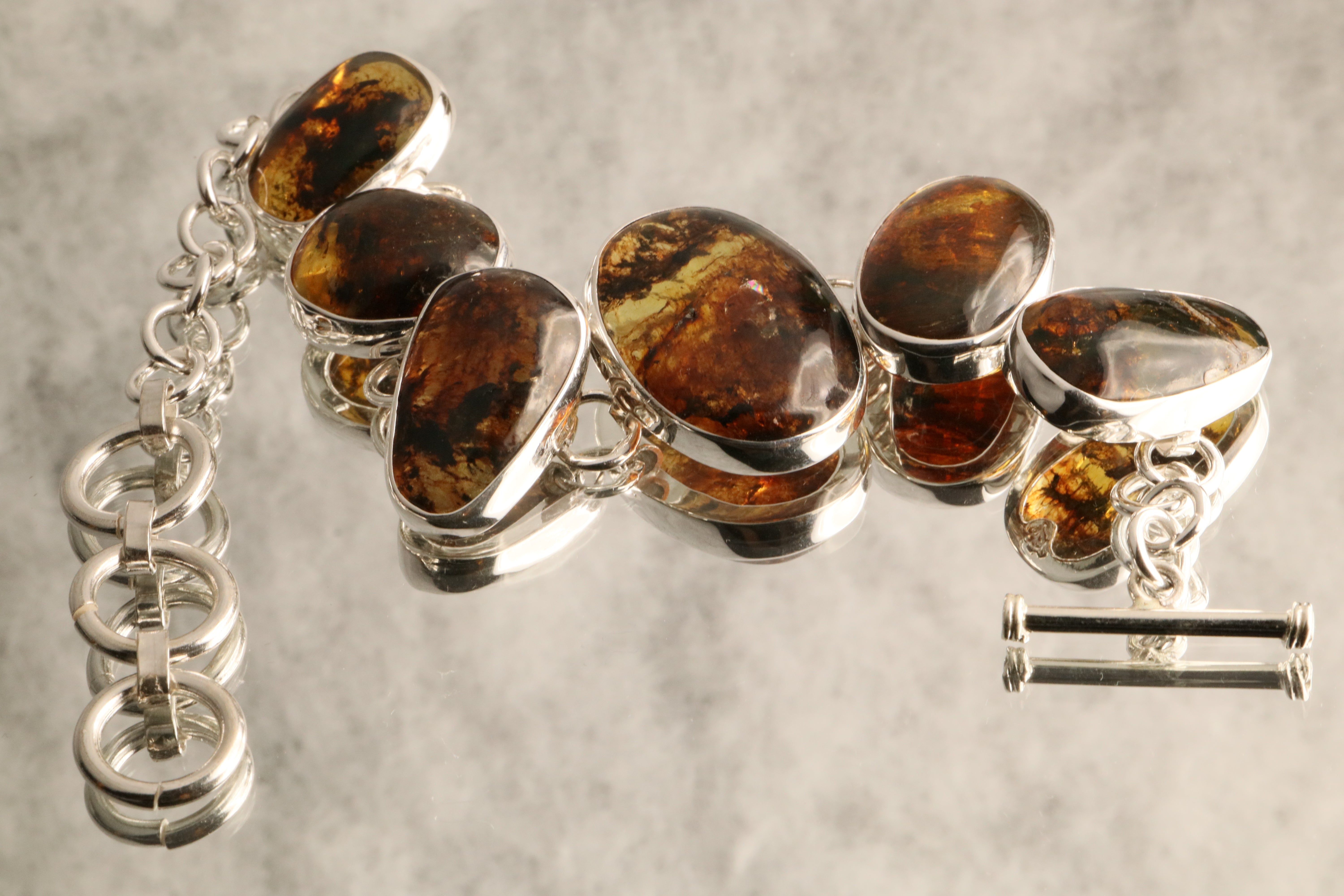 Ancient Glow - Chiapas Amber 925 Silver Bracelet