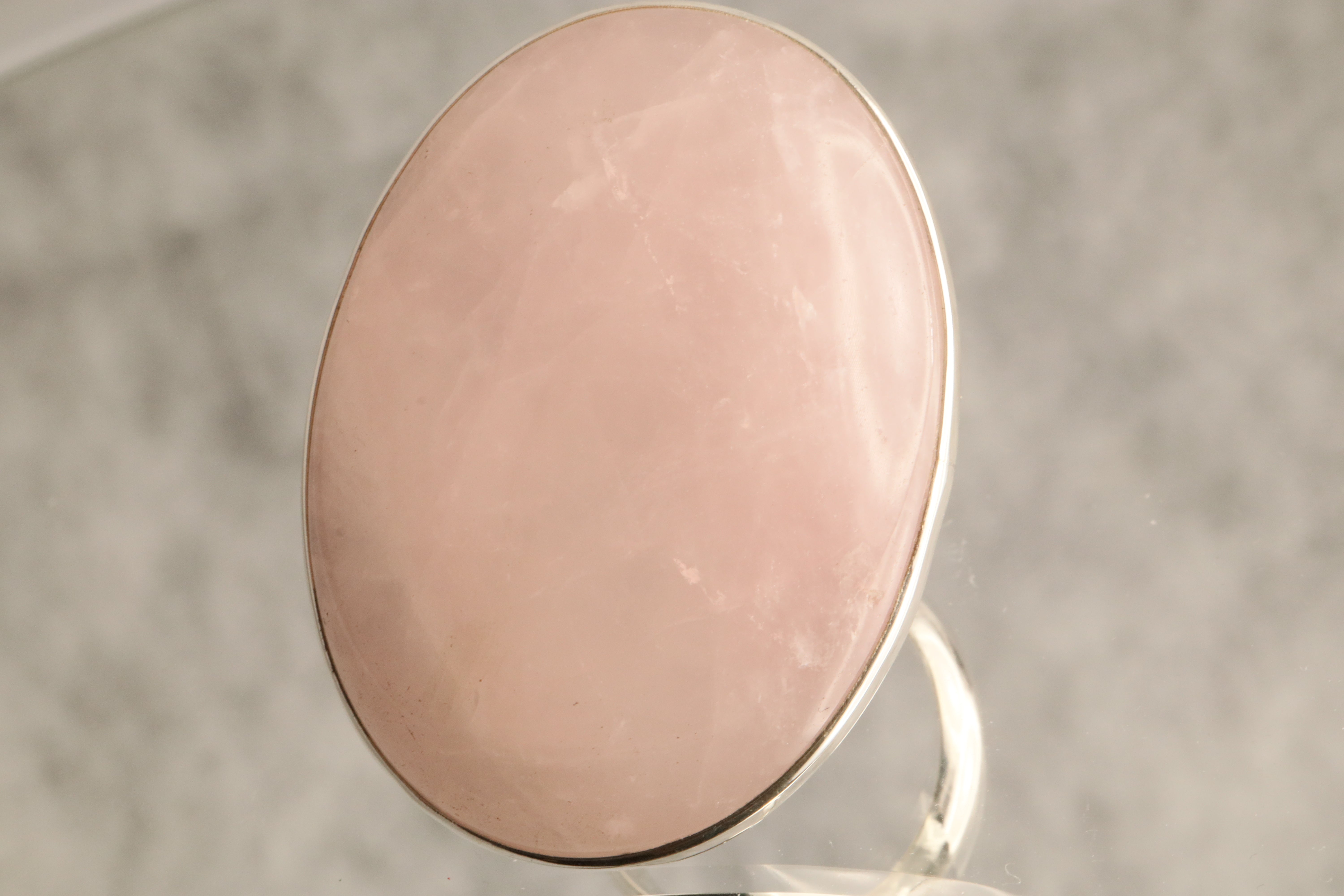 Heart's Whisper - Rose Quartz 925 Silver Adjustable Ring