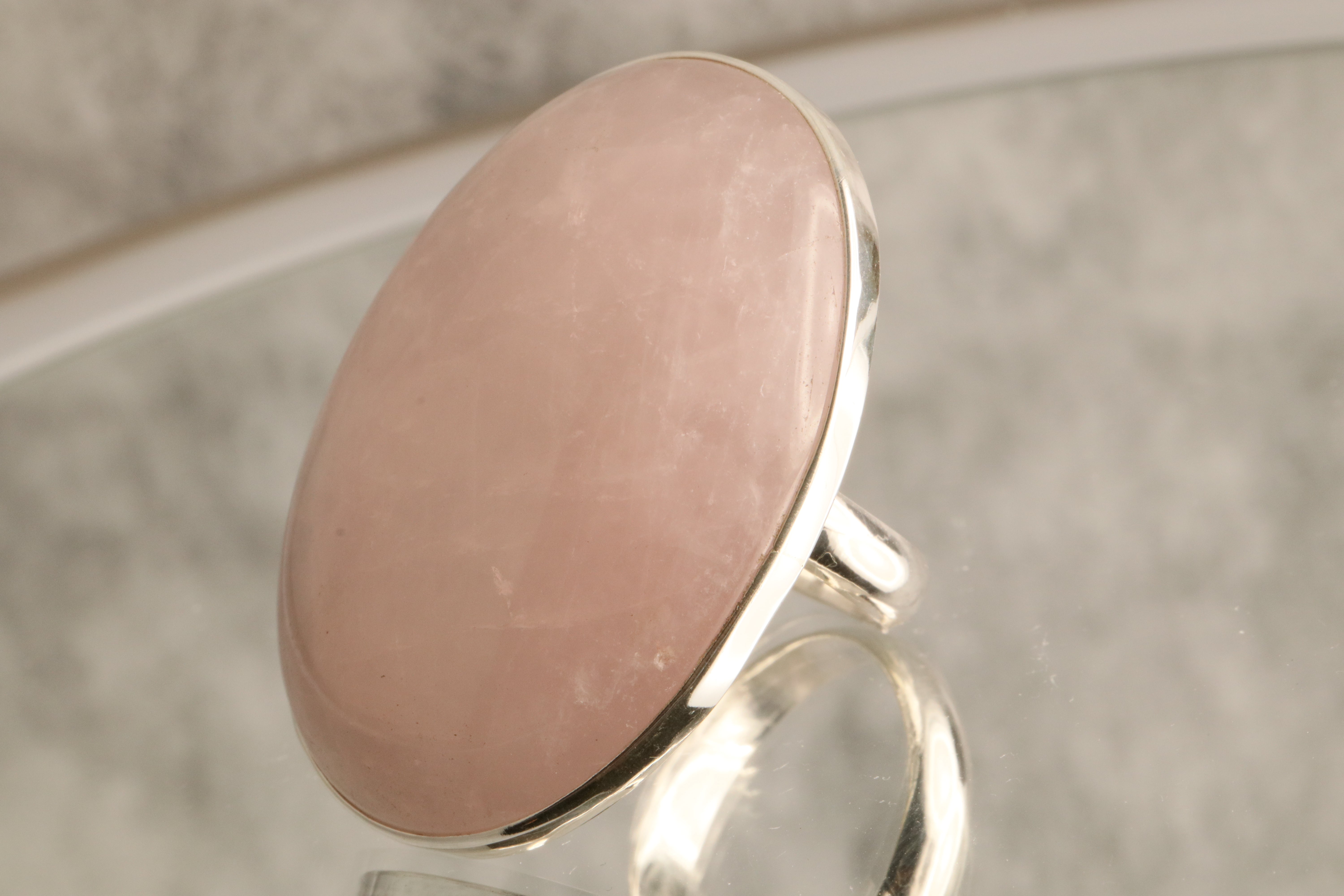 Heart's Whisper - Rose Quartz 925 Silver Adjustable Ring