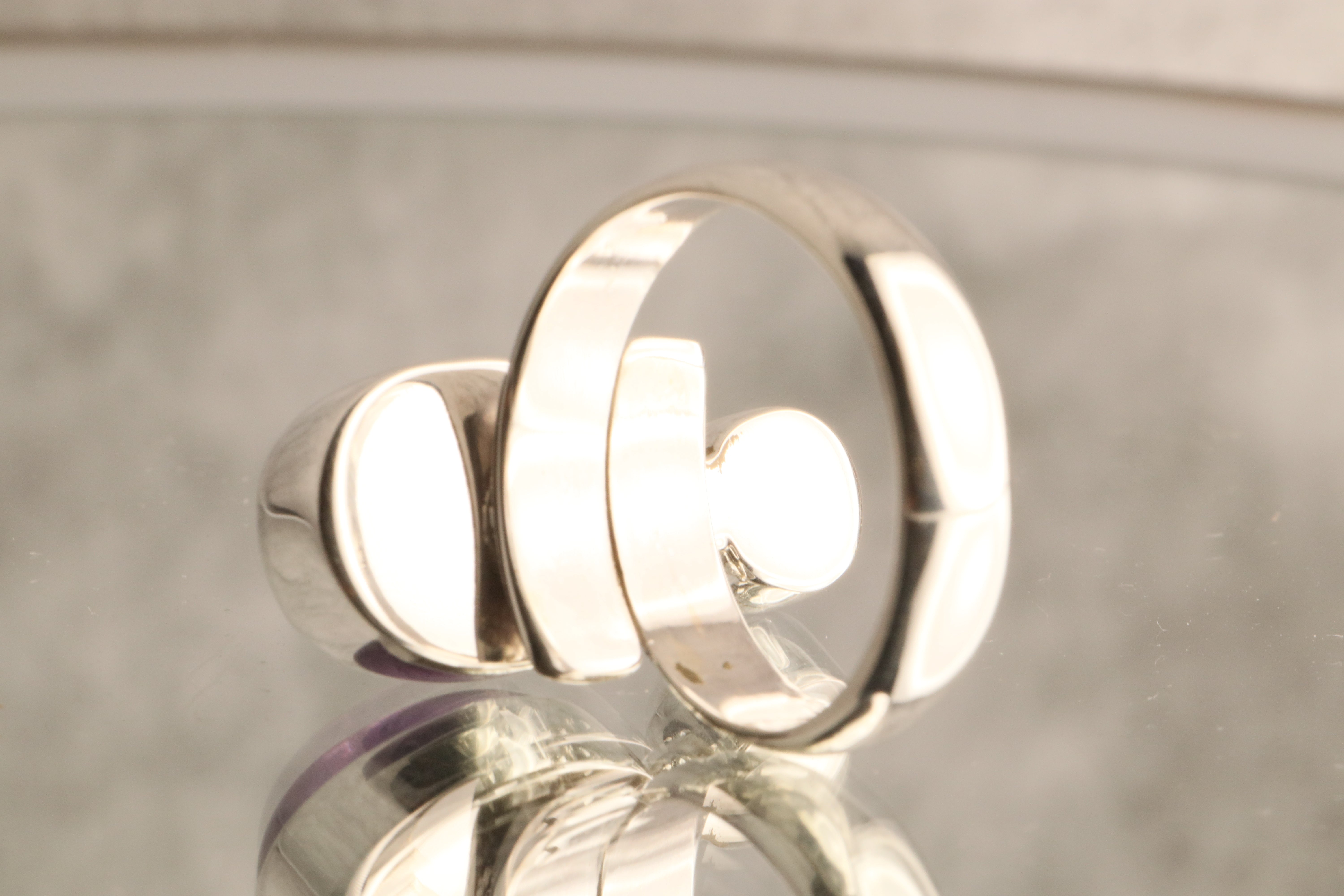 Harmony - Amethyst & Cultured Pearl Adjustable Silver Ring