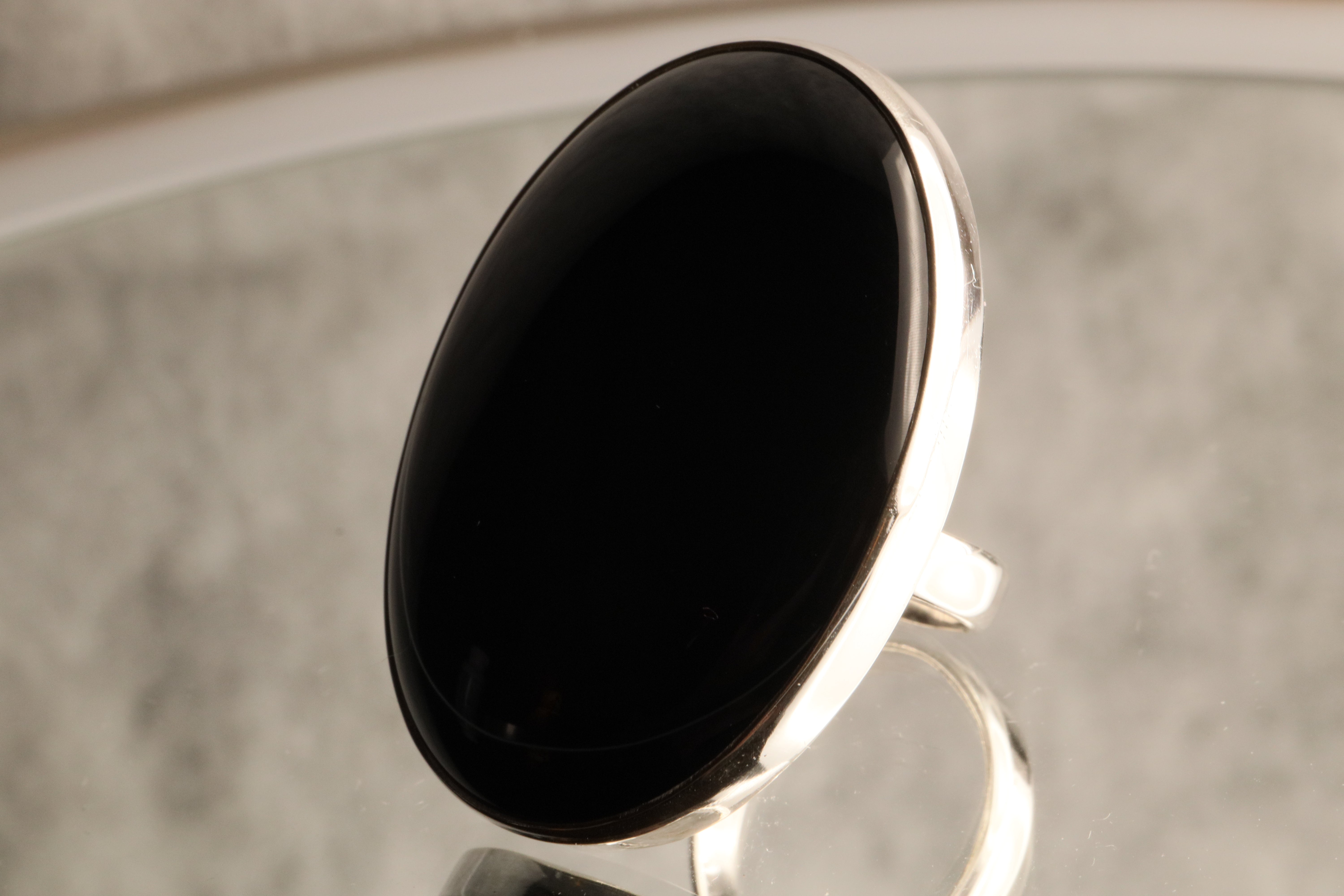 Shadow Stone - Onyx 925 Adjustable Silver Ring