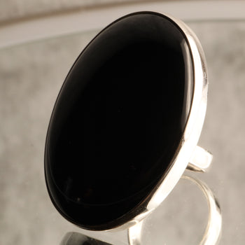 Shadow Stone - Onyx 925 Adjustable Silver Ring