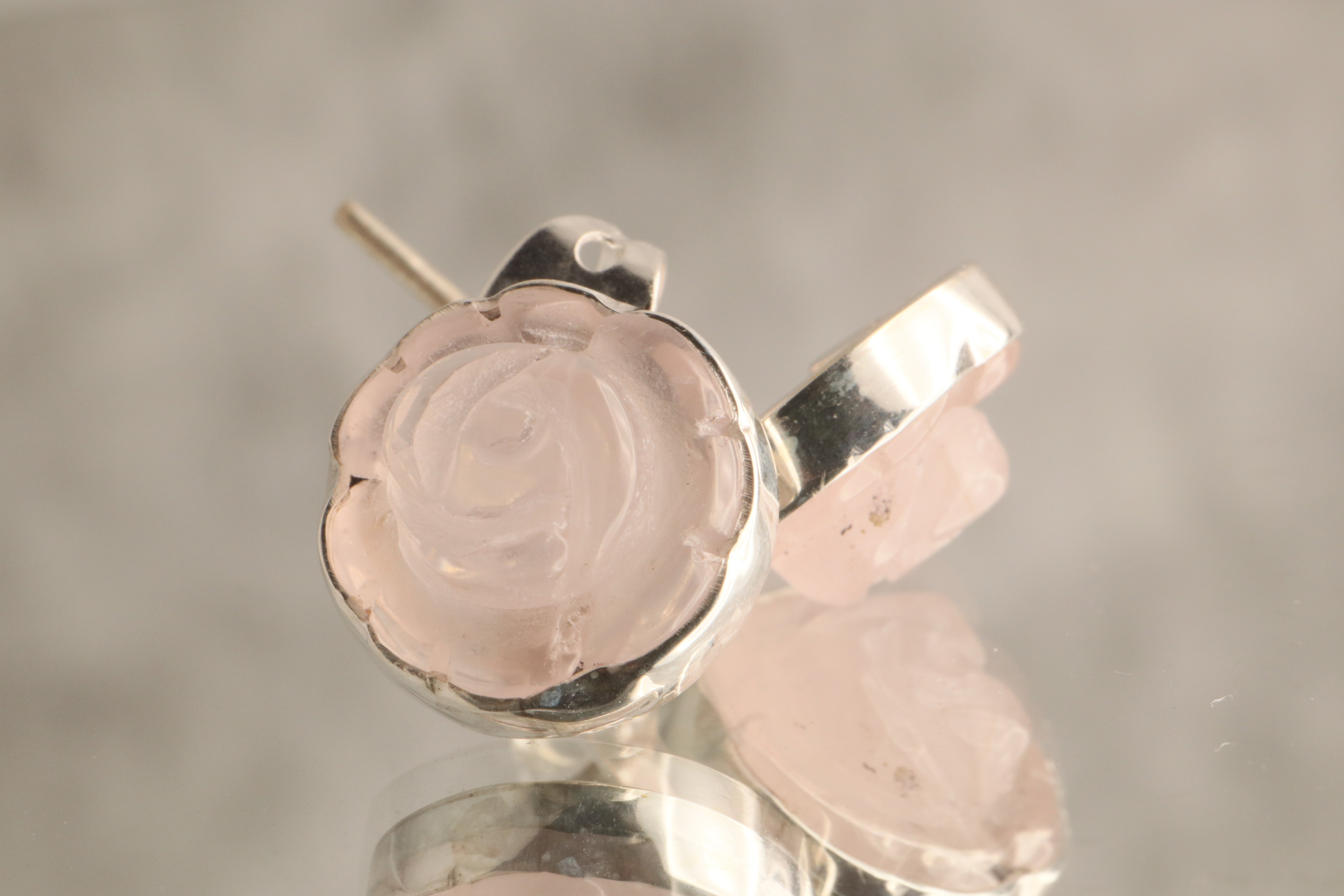 Blossom of Tranquility - Rose Quartz 950 Silver Earrings