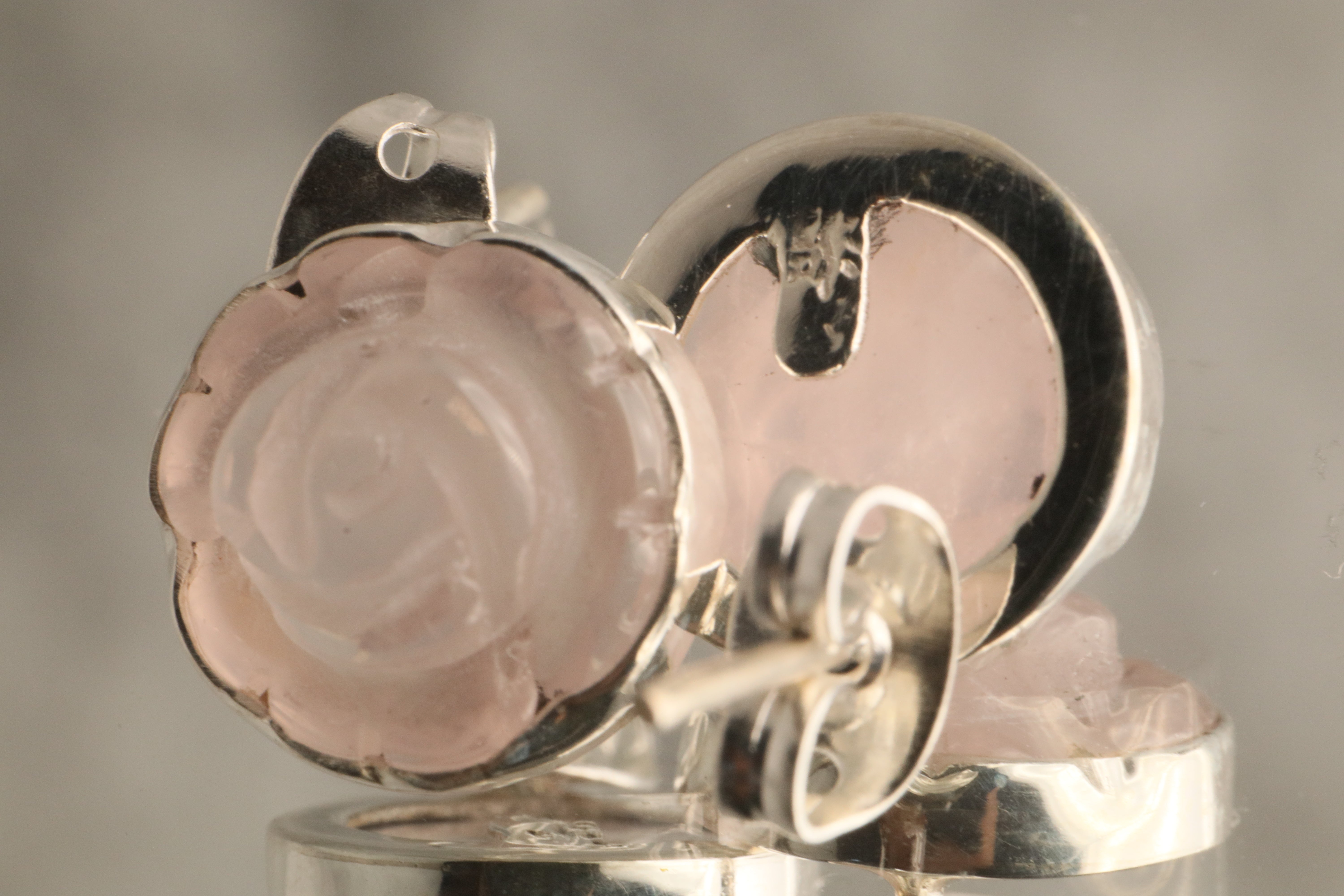 Blossom of Tranquility - Rose Quartz 950 Silver Earrings