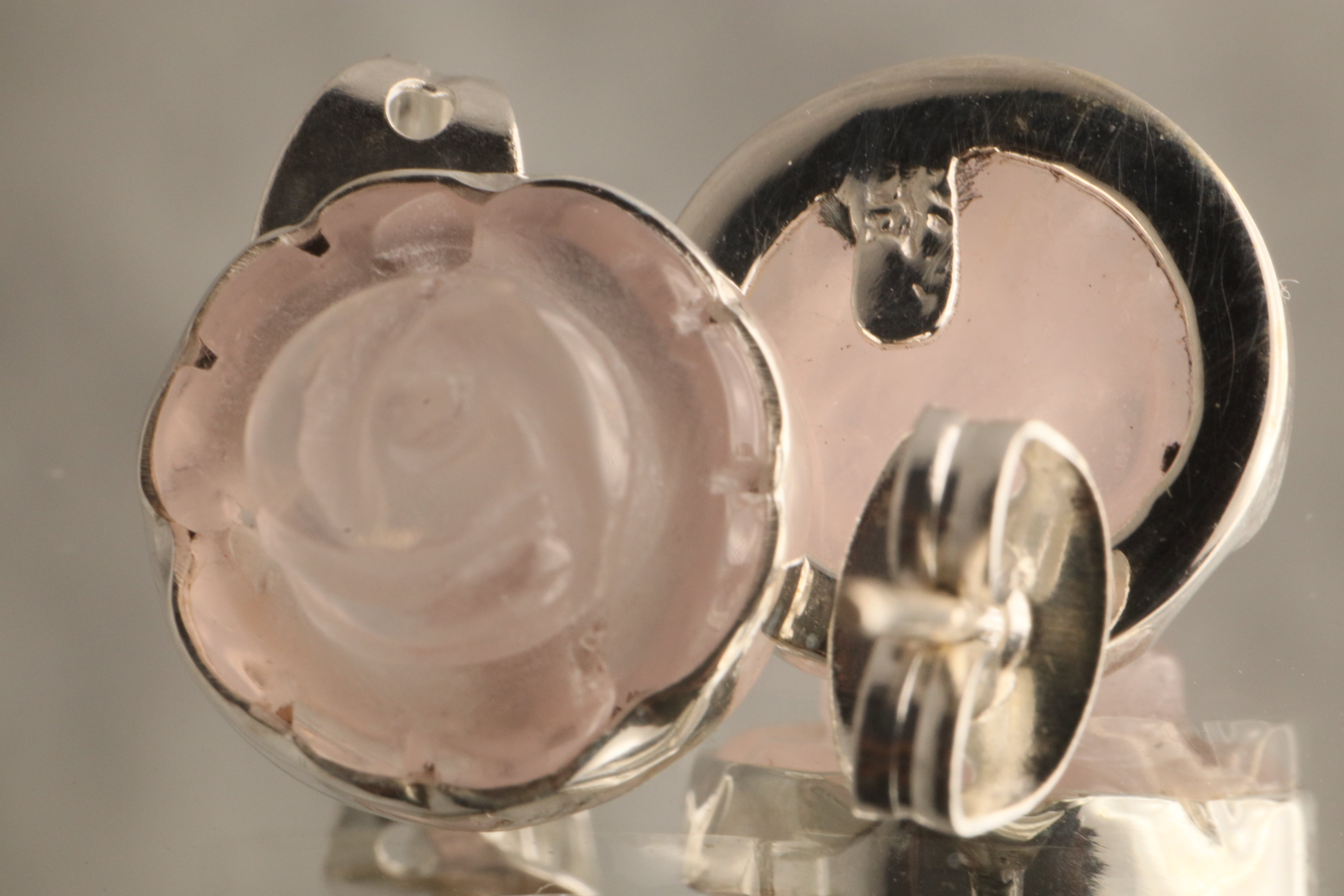 Blossom of Tranquility - Rose Quartz 950 Silver Earrings