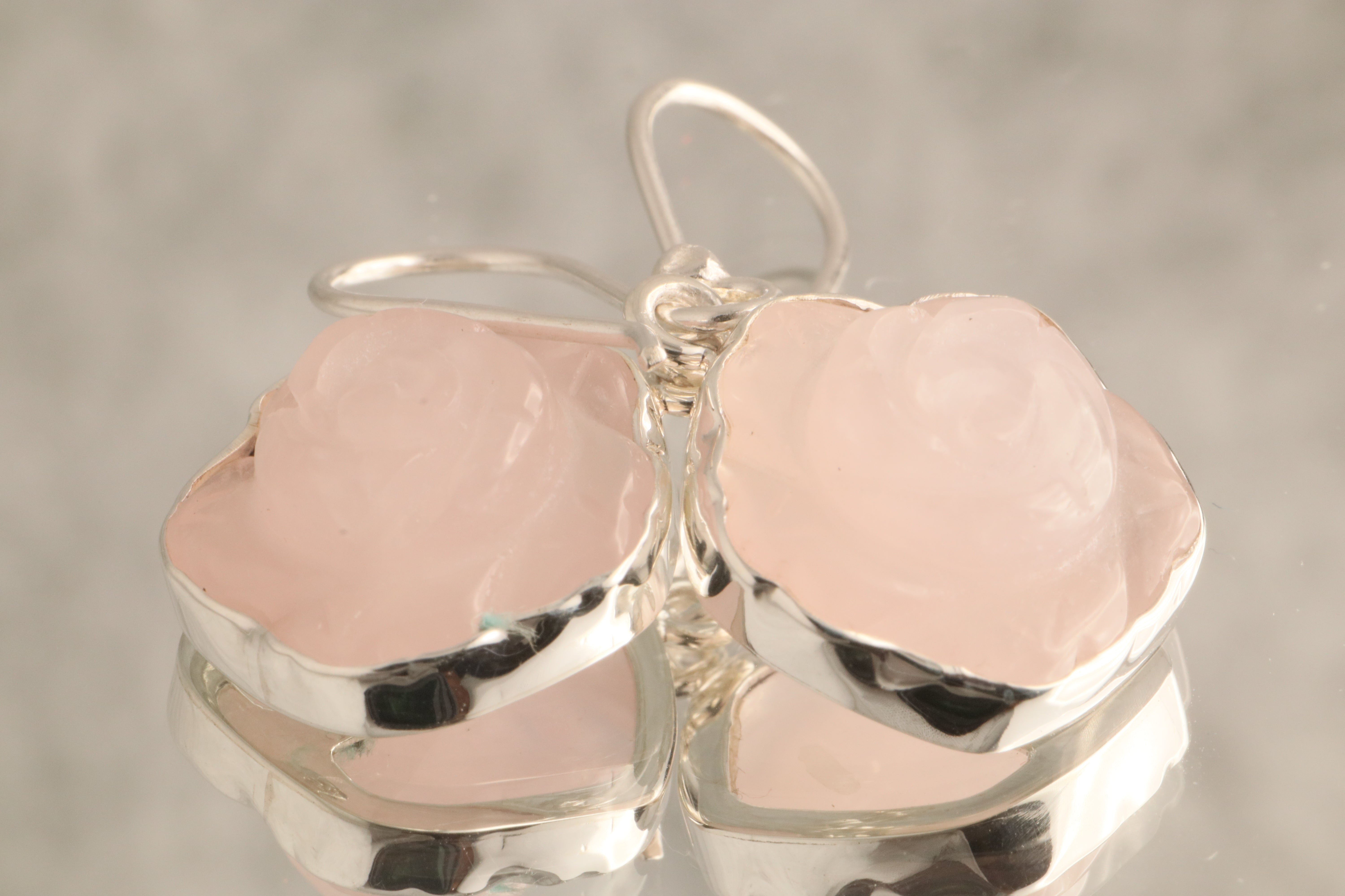 Blossoming Love - Rose Quartz 925 Silver Earrings