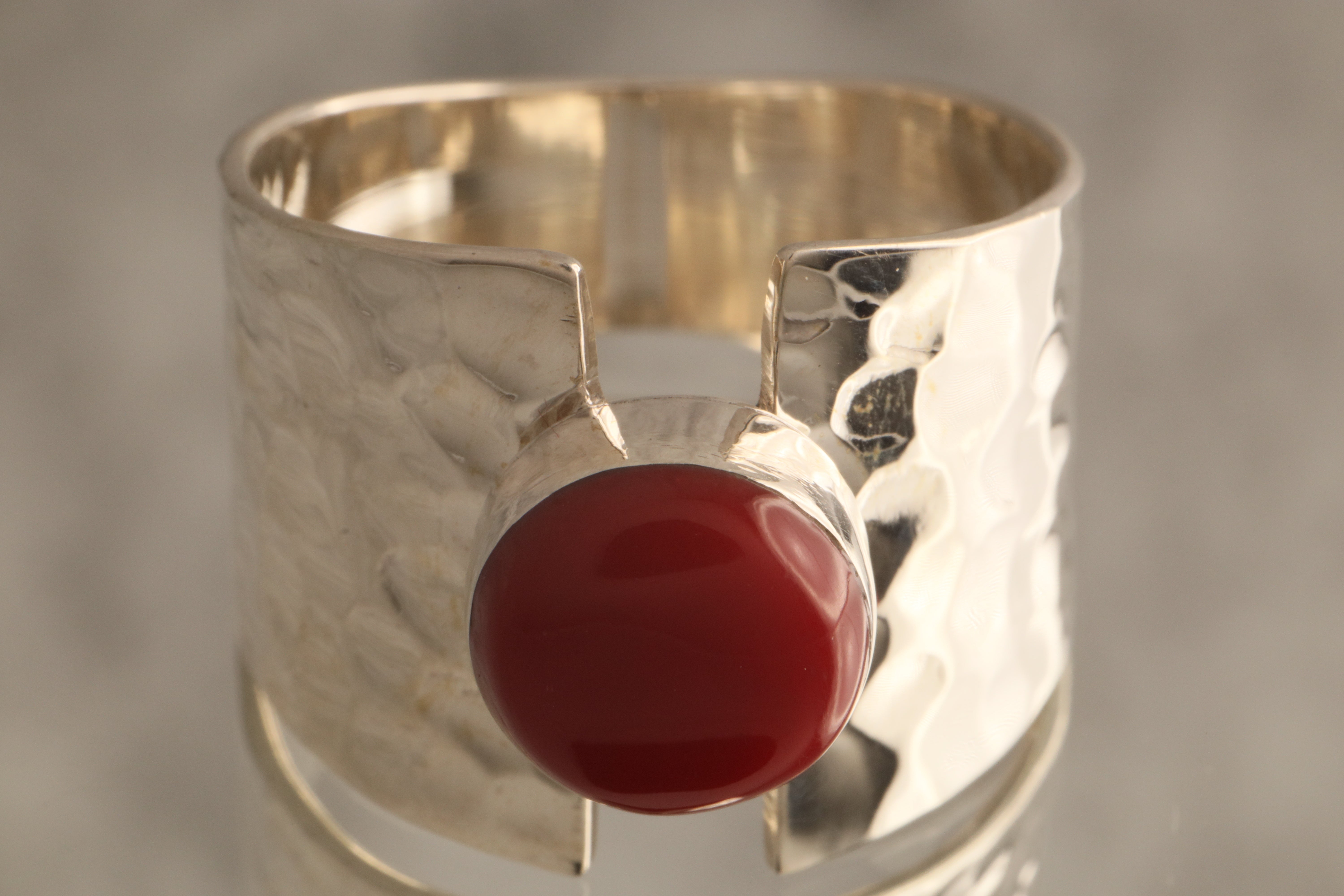 Midnight Echo - Over 7 Grams Of 925 Silver Hammered 925 Silver Solitaire Ring With Your Choice Stone