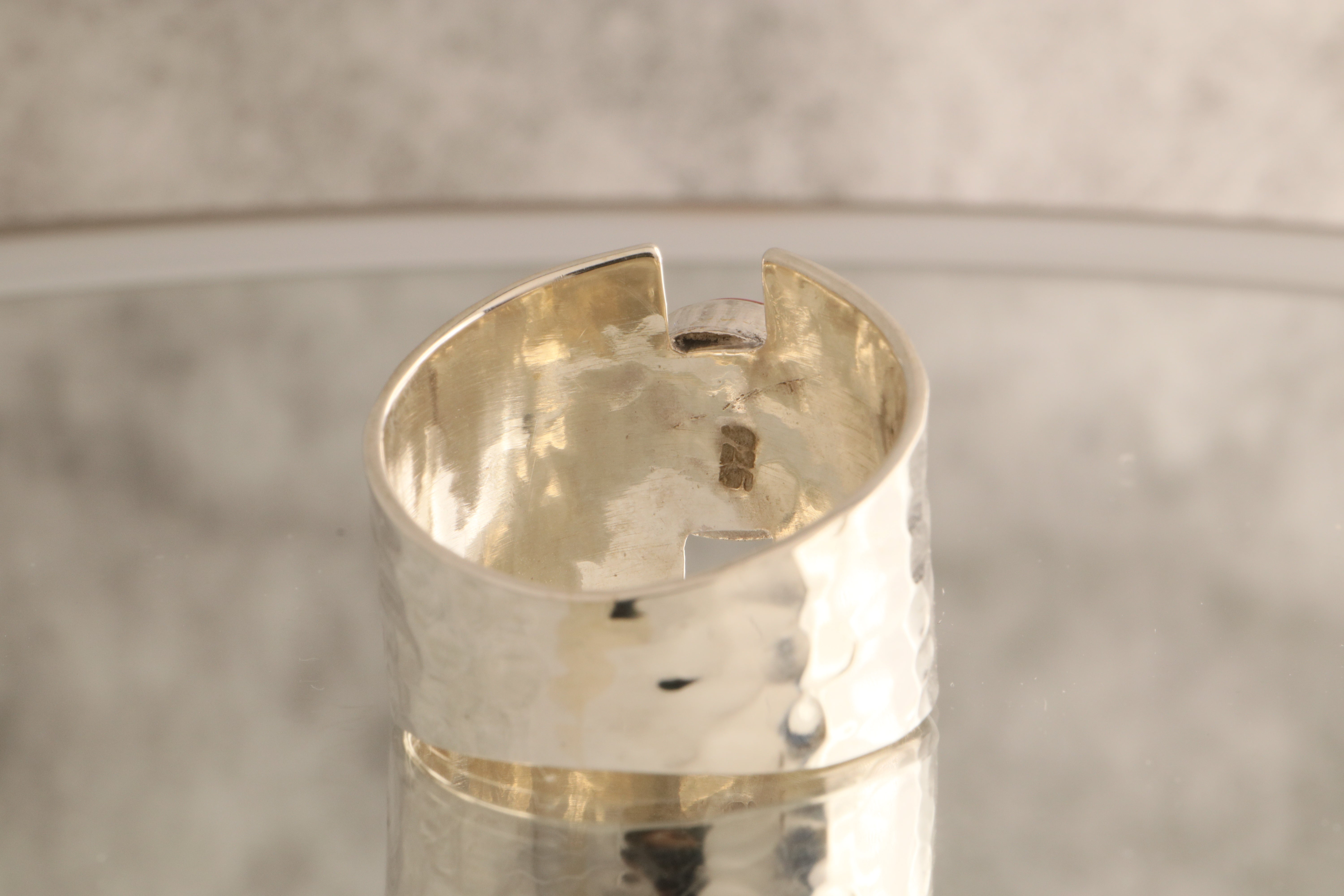 Midnight Echo - Over 7 Grams Of 925 Silver Hammered 925 Silver Solitaire Ring With Your Choice Stone