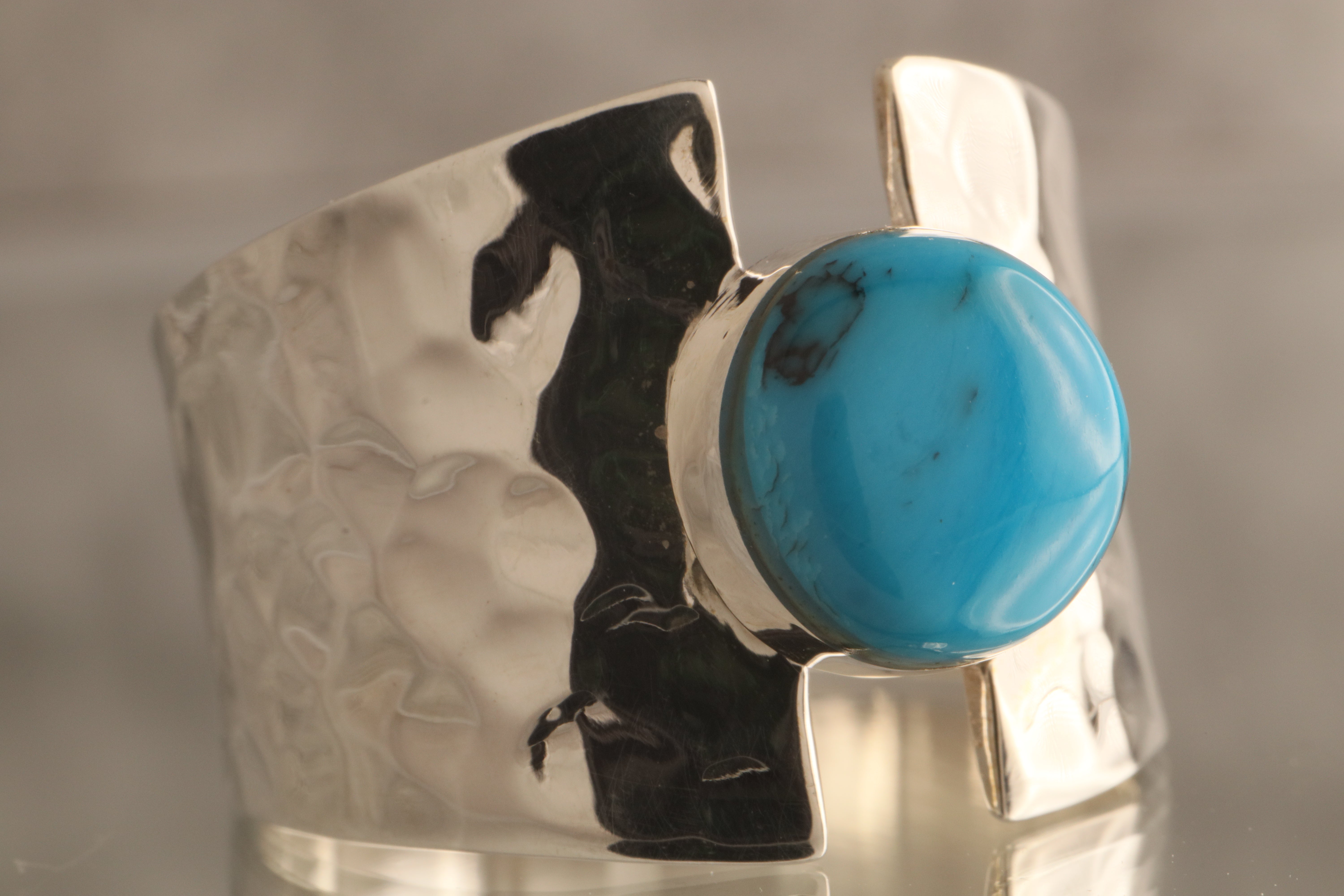 Midnight Echo - Over 7 Grams Of 925 Silver Hammered 925 Silver Solitaire Ring With Your Choice Stone