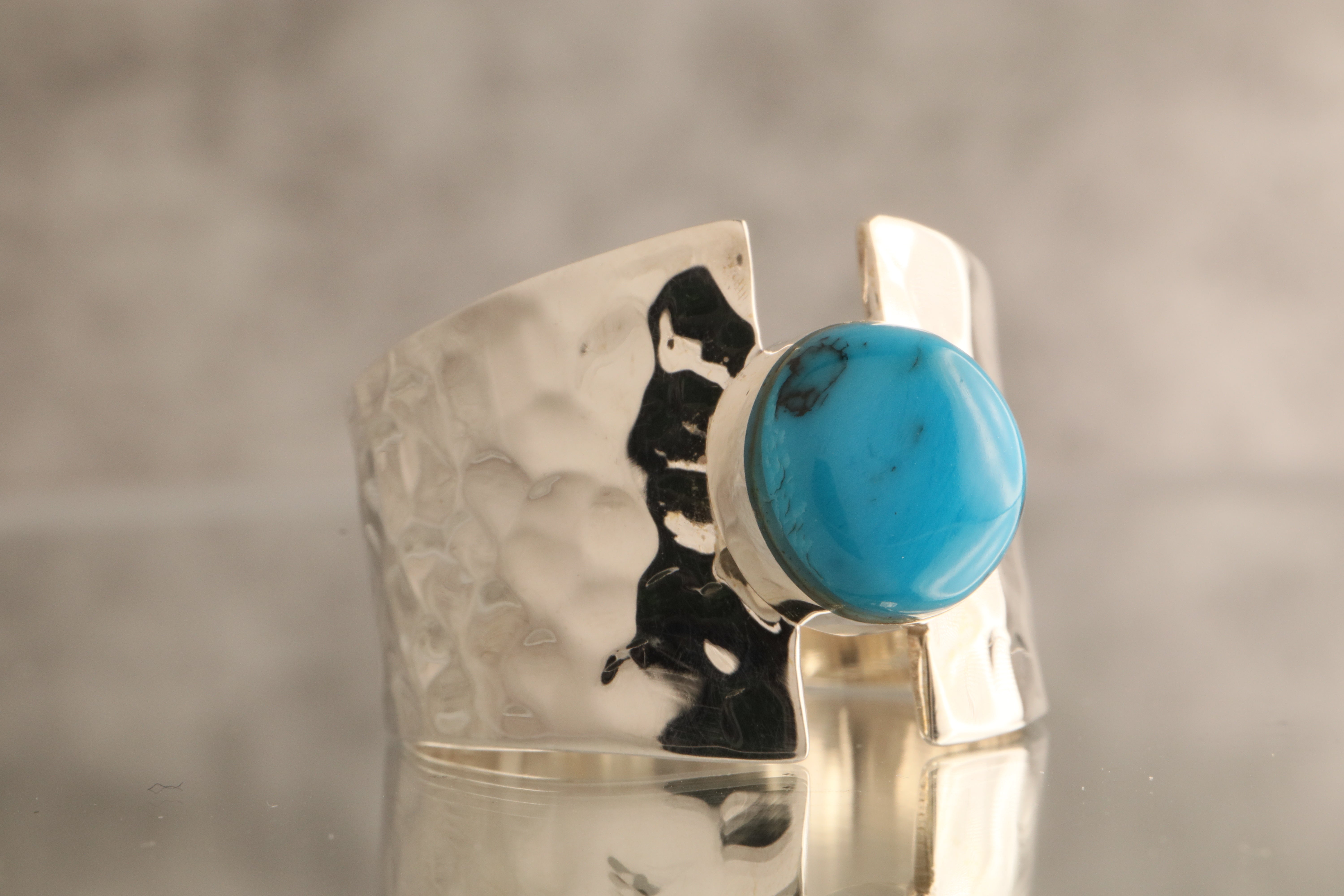 Midnight Echo - Over 7 Grams Of 925 Silver Hammered 925 Silver Solitaire Ring With Your Choice Stone