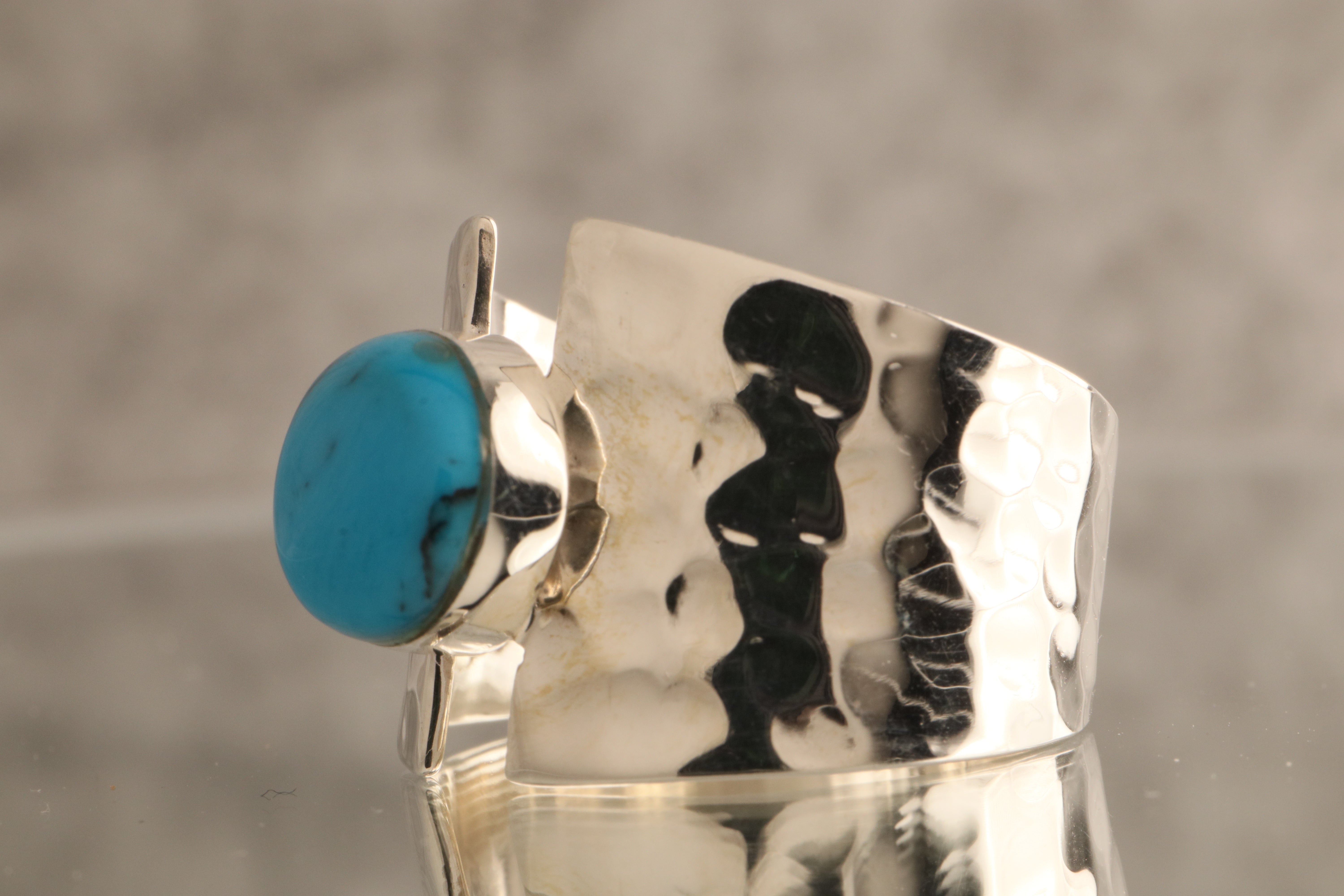 Midnight Echo - Over 7 Grams Of 925 Silver Hammered 925 Silver Solitaire Ring With Your Choice Stone