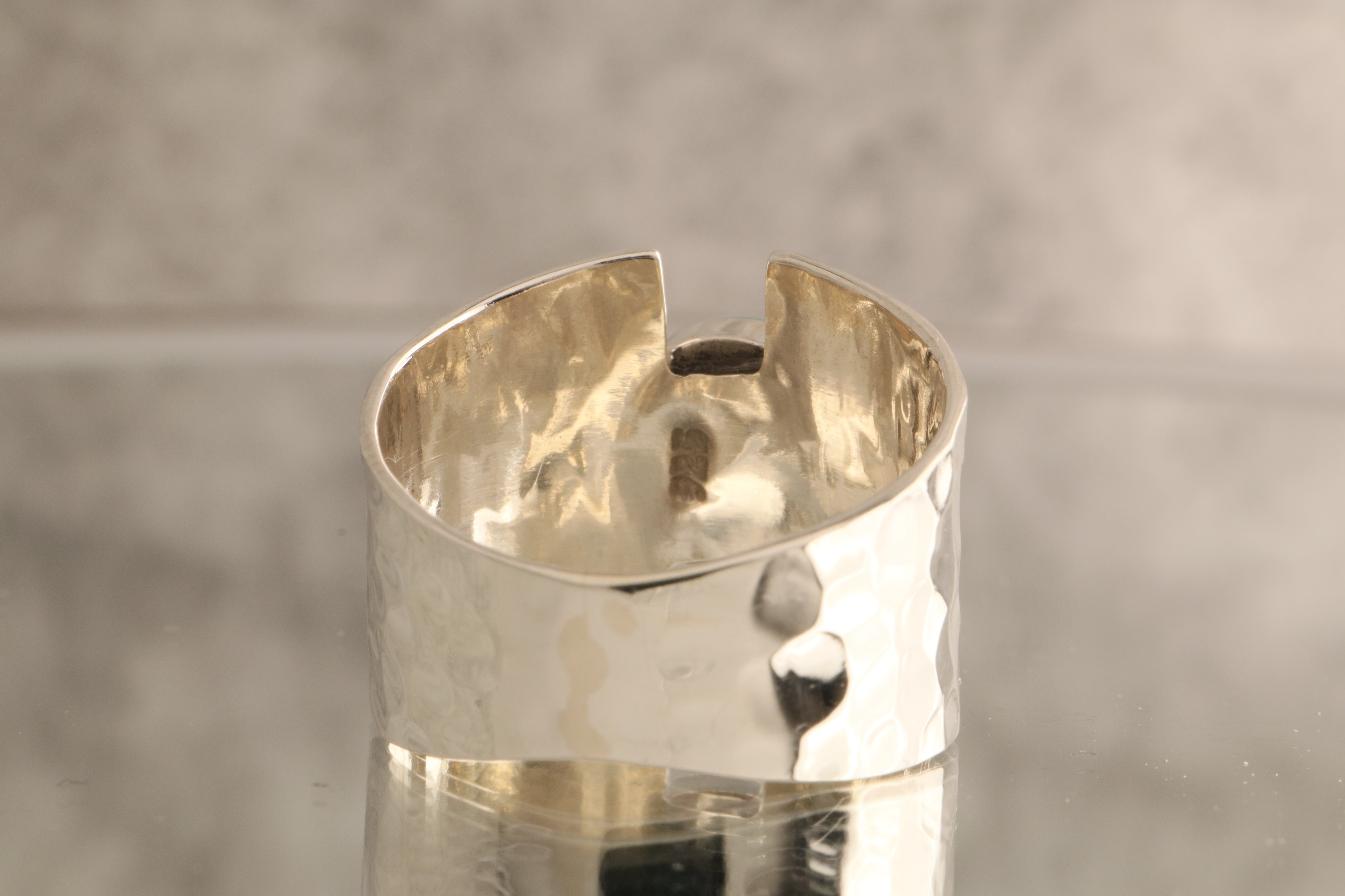 Midnight Echo - Over 7 Grams Of 925 Silver Hammered 925 Silver Solitaire Ring With Your Choice Stone