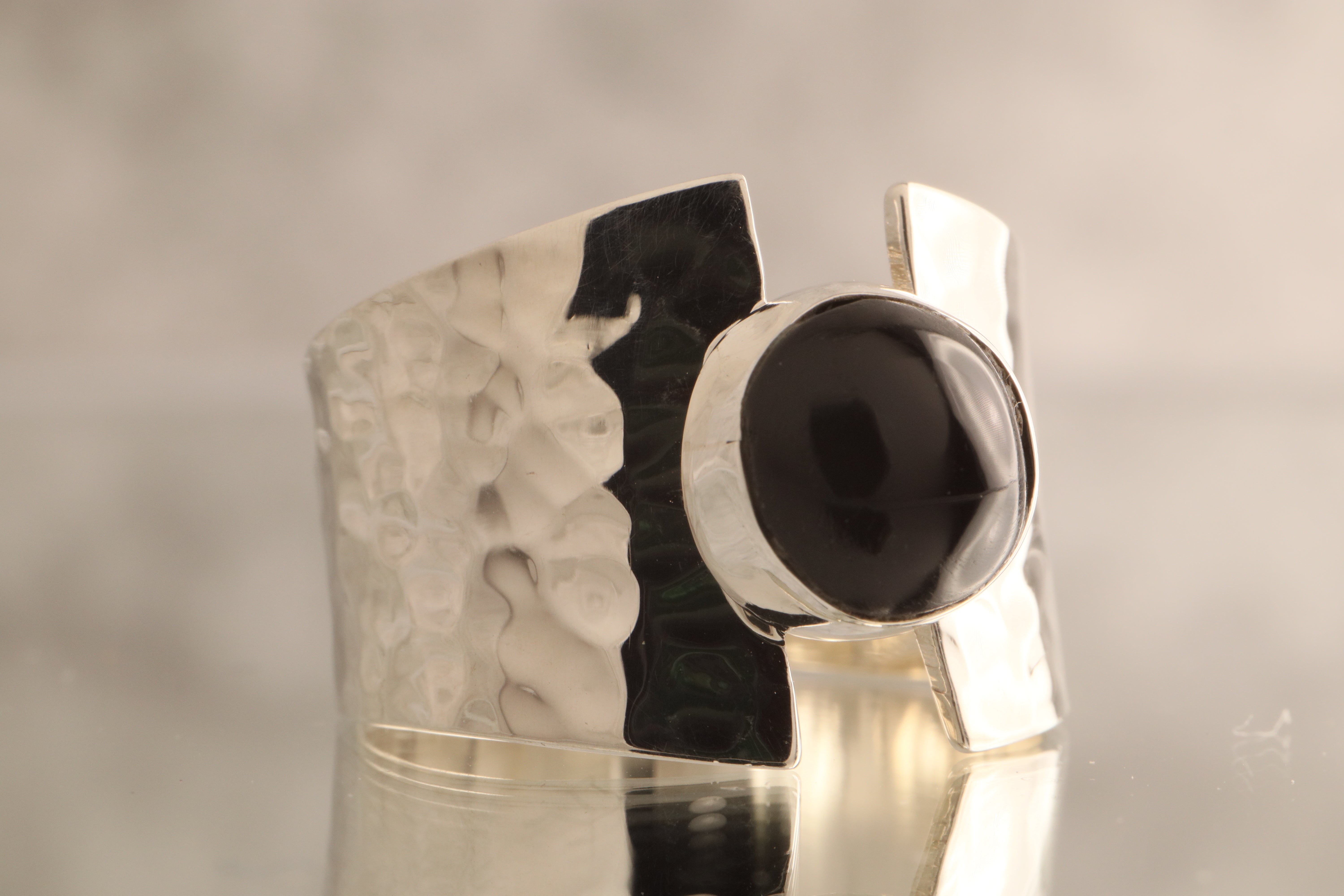 Midnight Echo - Over 7 Grams Of 925 Silver Hammered 925 Silver Solitaire Ring With Your Choice Stone