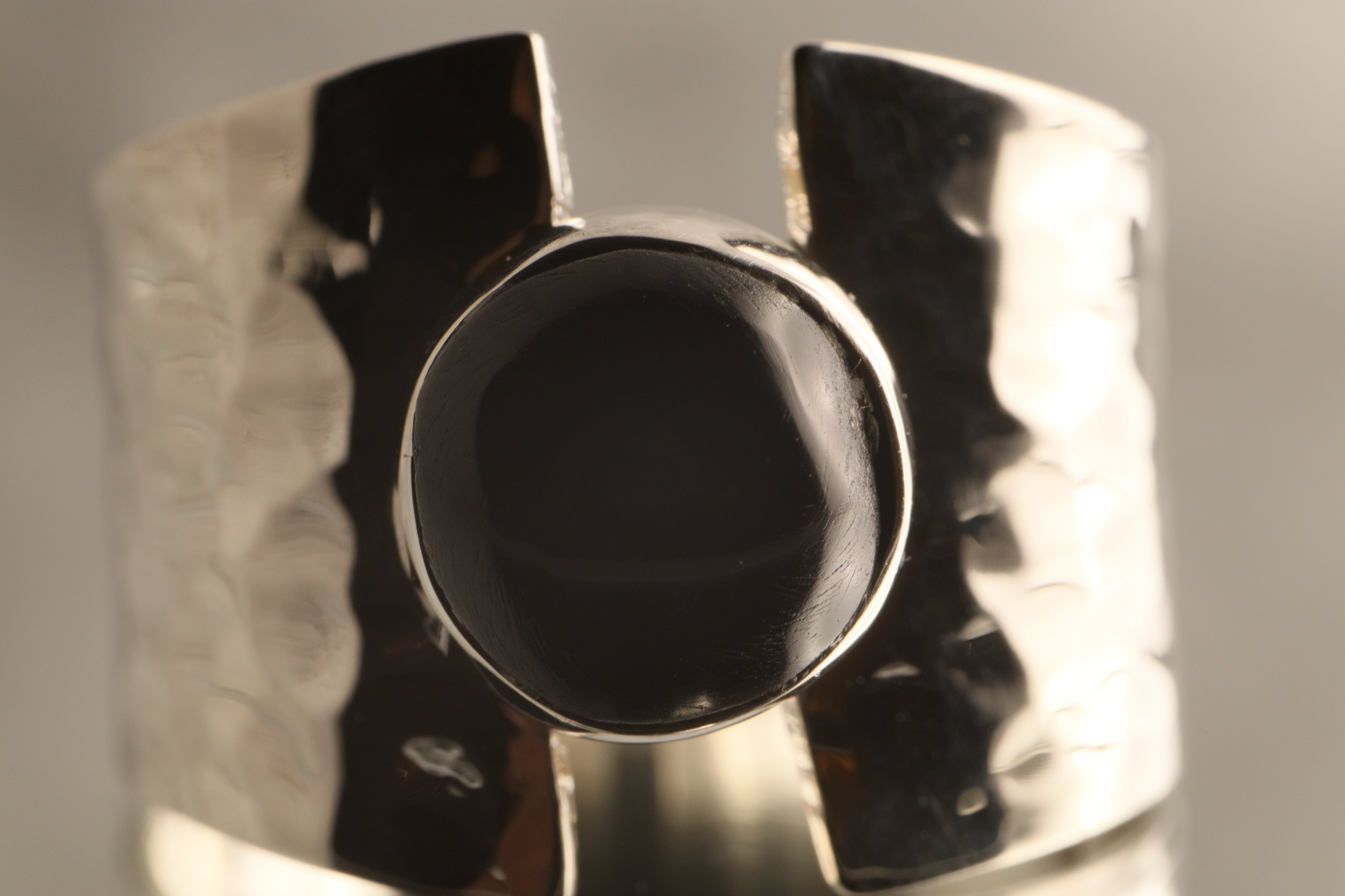 Midnight Echo - Over 7 Grams Of 925 Silver Hammered 925 Silver Solitaire Ring With Your Choice Stone