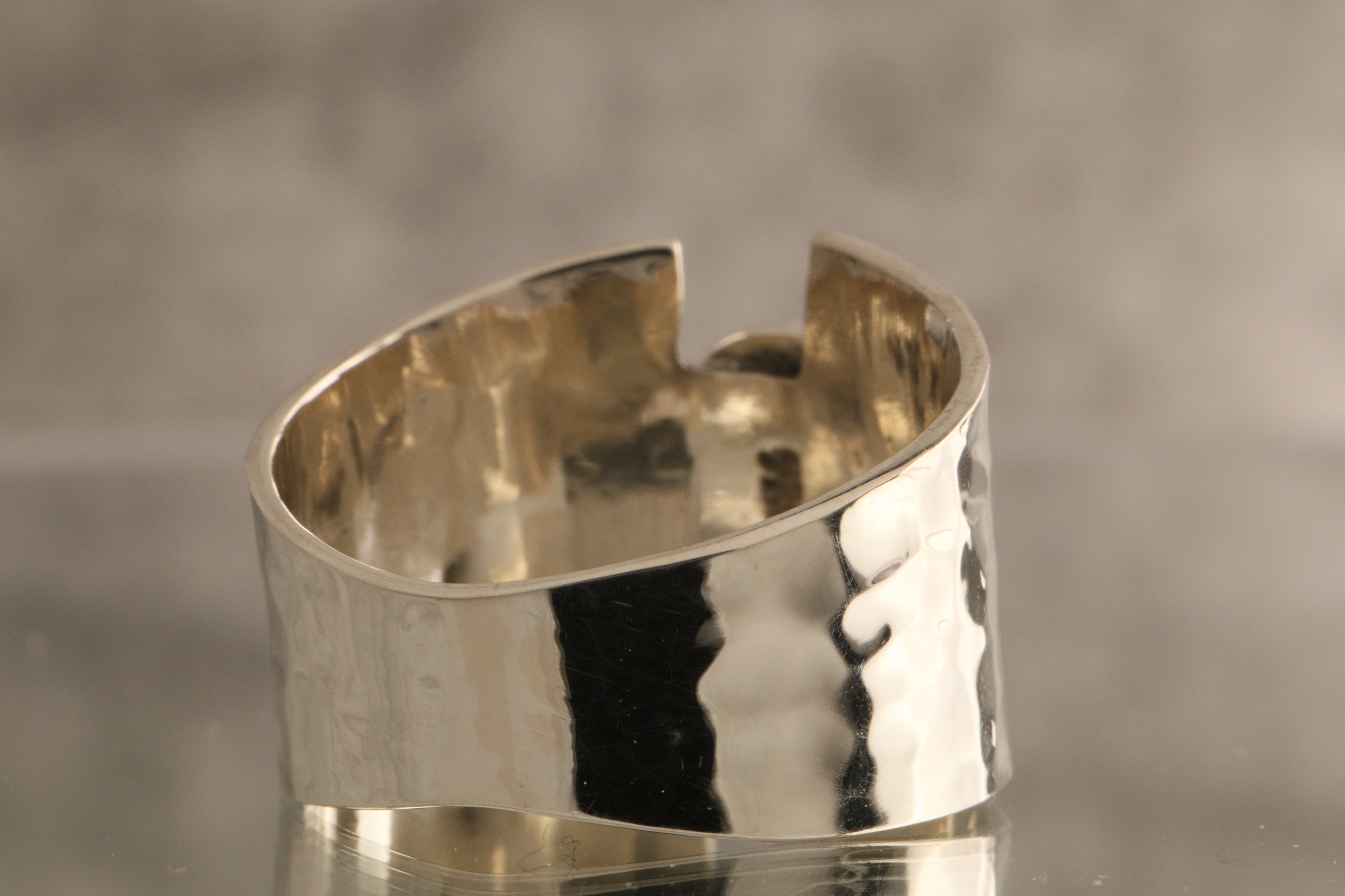 Midnight Echo - Over 7 Grams Of 925 Silver Hammered 925 Silver Solitaire Ring With Your Choice Stone