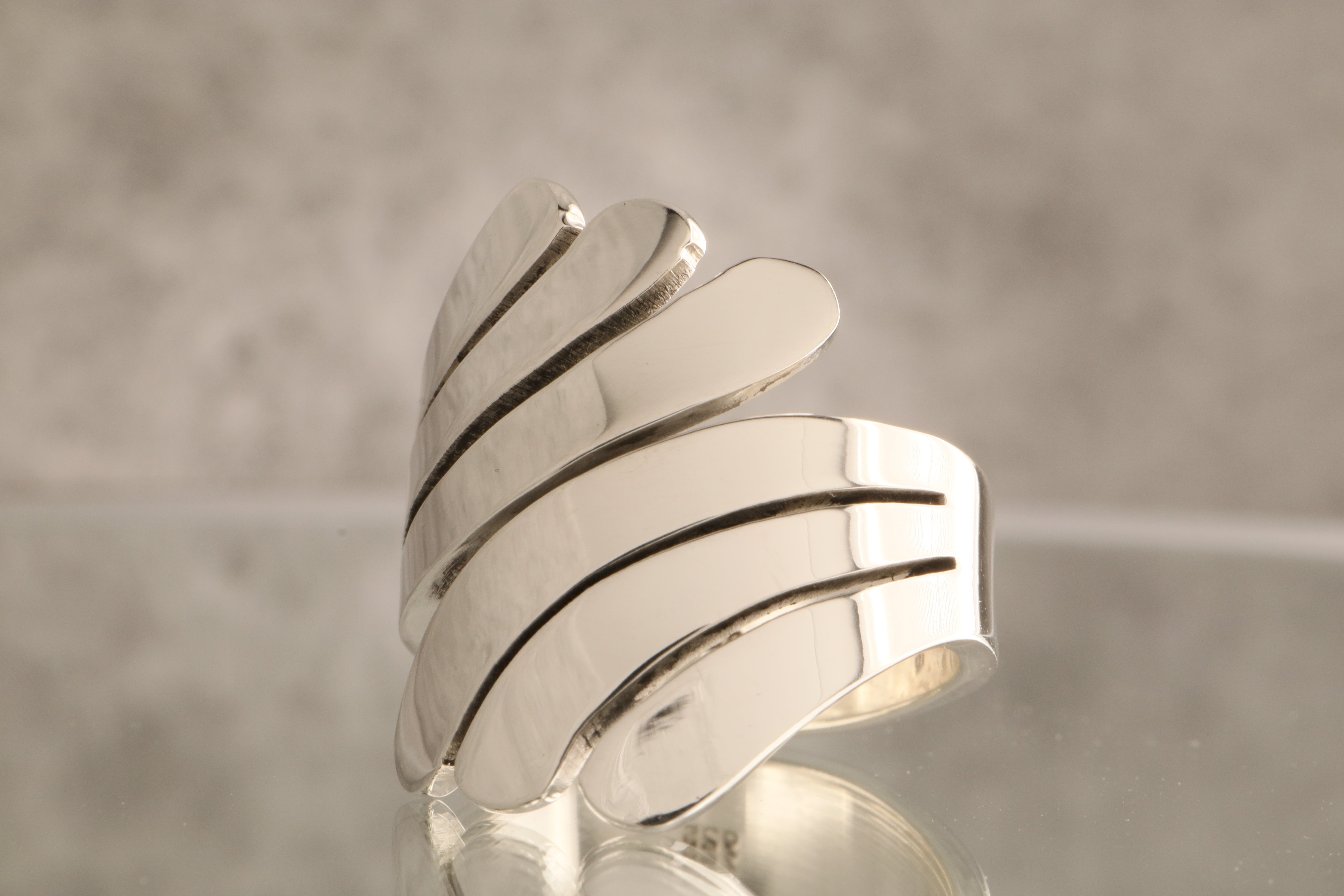 Whirlwind Elegance - Over 11 Grams Of 925 Silver Spiral Band Ring